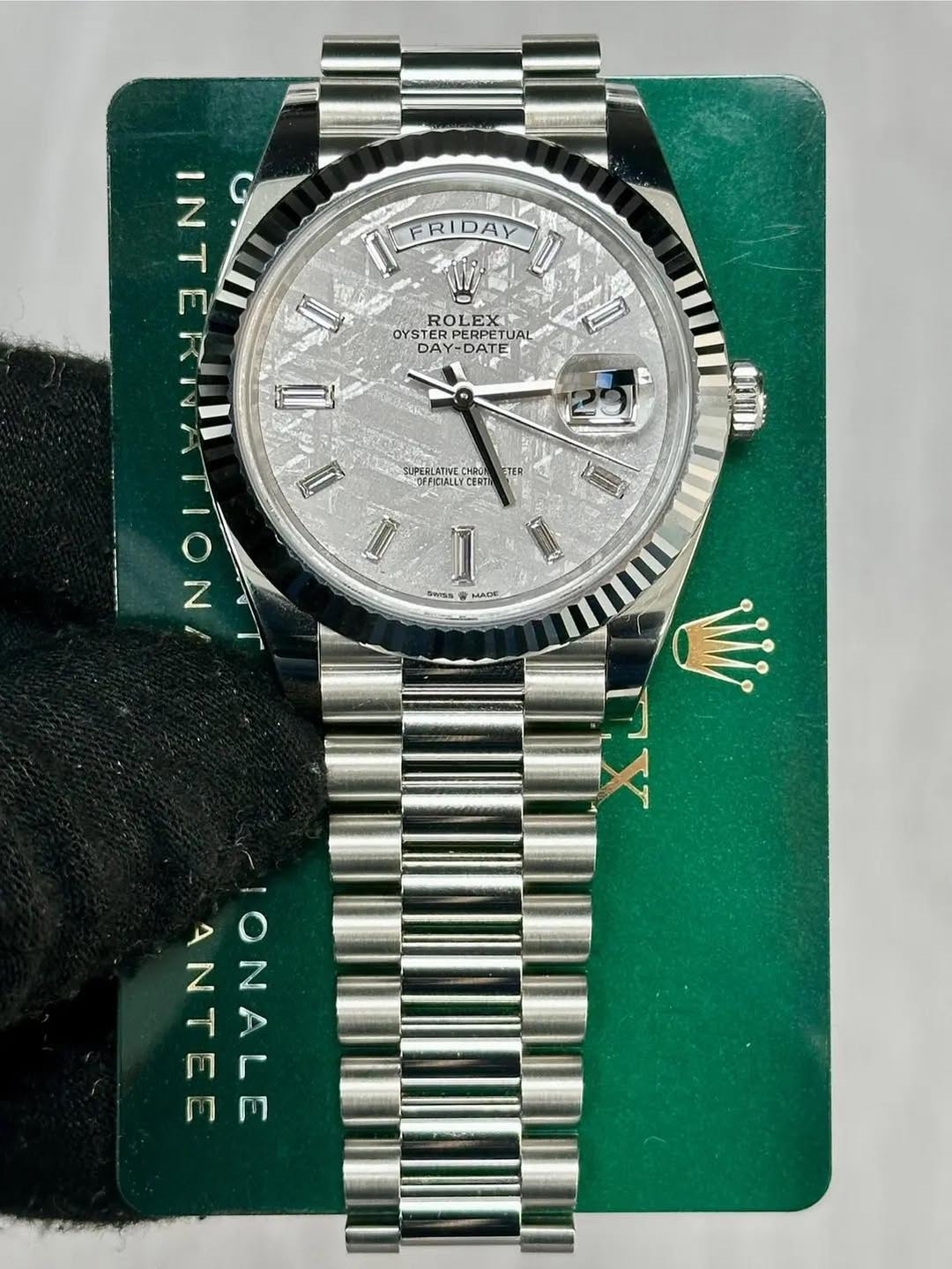 May be an image of wrist watch and text that says 'FRIDAY FF RI ROLEX OYSTER DYSTERPERPE OYTERERPETUA PERPET ERPETUA DAY DAY-DATE DATE D ETER IINE N IITETN II II SLPERLATNEC…