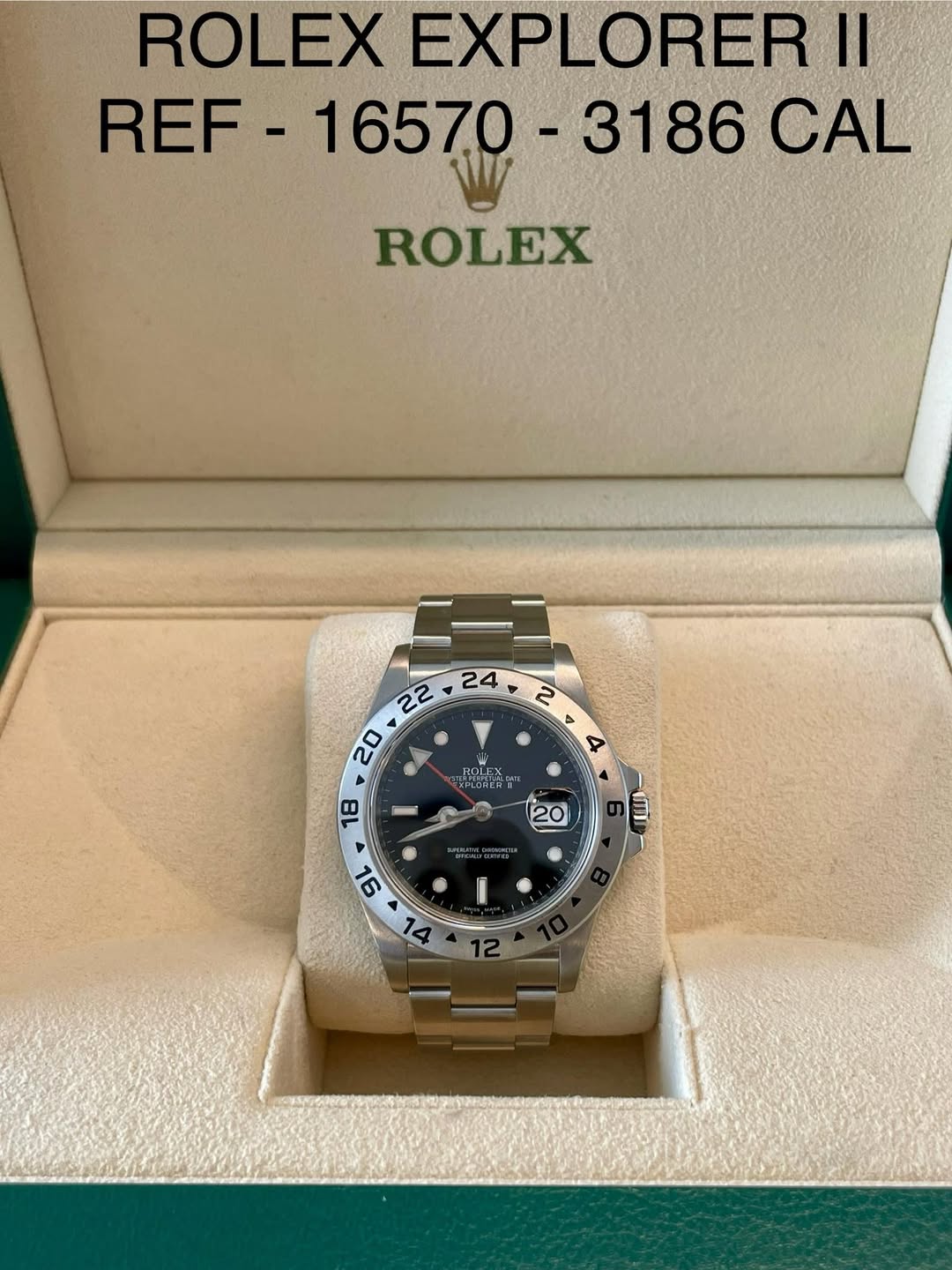 May be an image of wrist watch and text that says 'ROLEX EXPLORER| Ⅱ| REF- REF- CAL W ROLEX POLL STERT ENY 1APE OLE 18 L 20 O 6 لس มสบ ERUTSRE I 96 1L م'