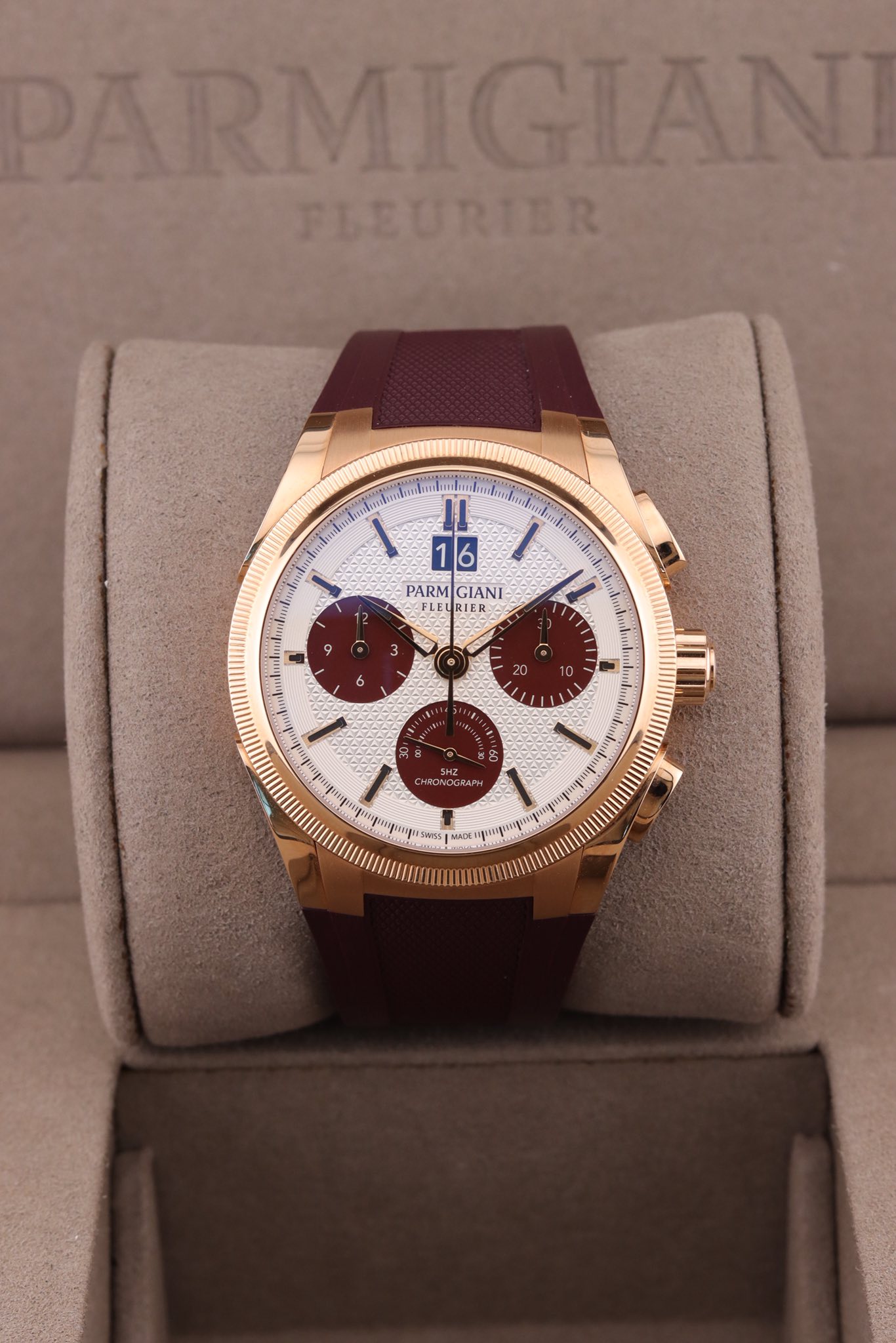 May be an image of wrist watch and text that says 'RMIGIANI FLEURTER Mndani I kai I 1I 16 PARMIGIANI PARM GIANI FLEURIER RIER'