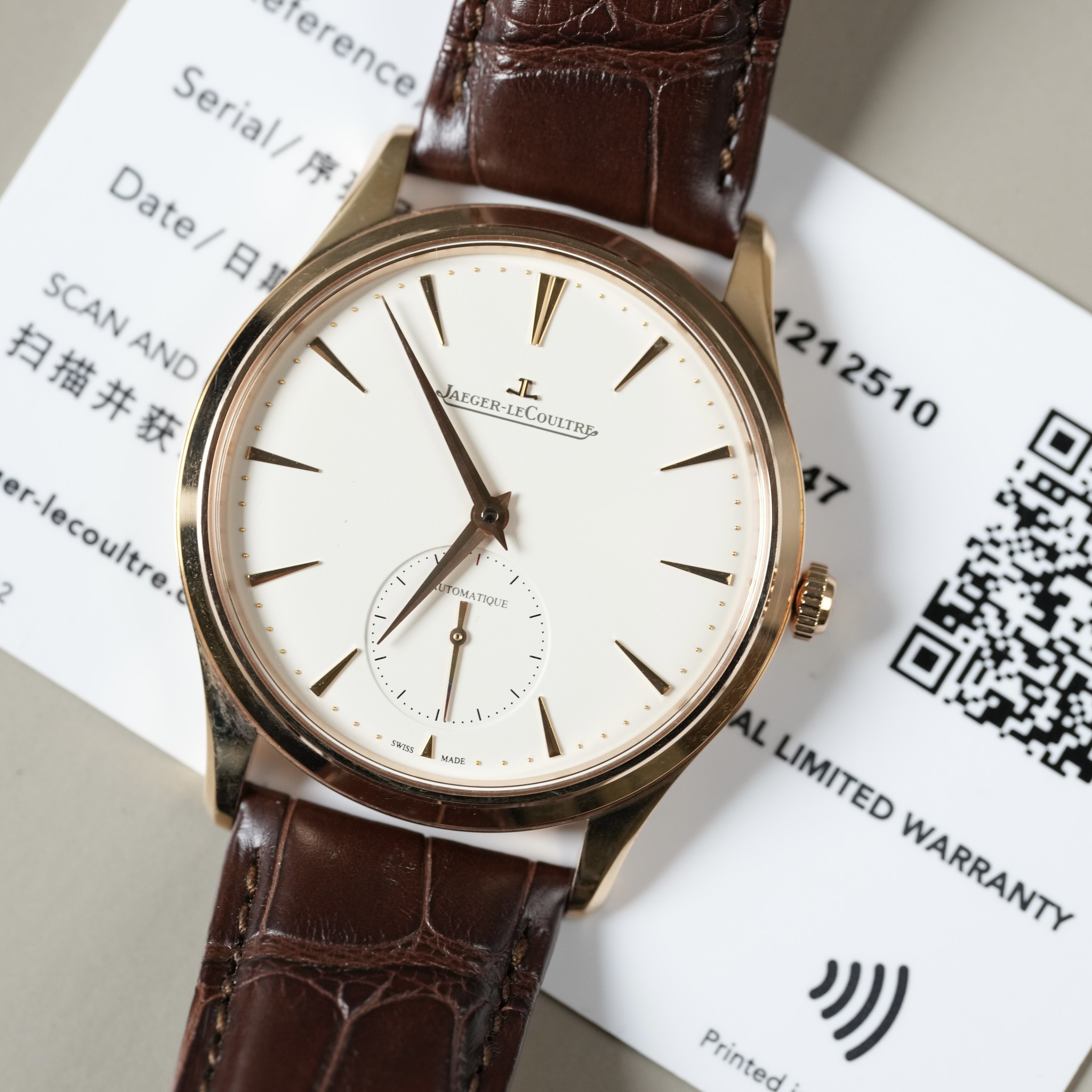 May be an image of wrist watch and text that says 'Serial/ 序 ference Serial Date/ SCAN Date/日期 日 扫描并获 SCANAND AND er-lecoultre. V JAFGER- uCOUTRE JL COULTRE JArGER-LCOUITRE COU…