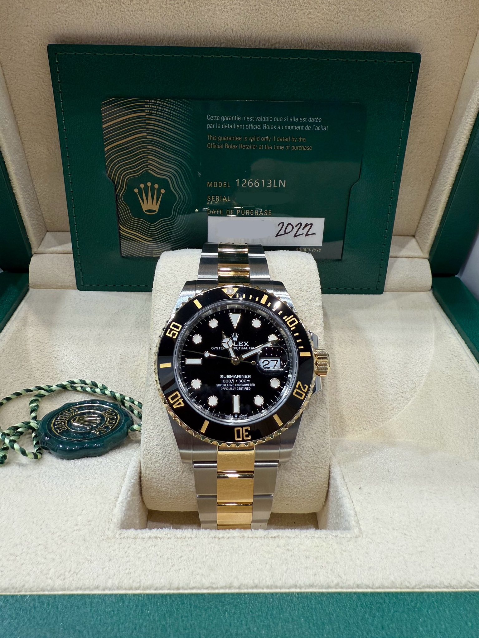 May be an image of wrist watch and text that says '126613LN LN 26613L EX ن I SUBMARINER PERLAMMA '