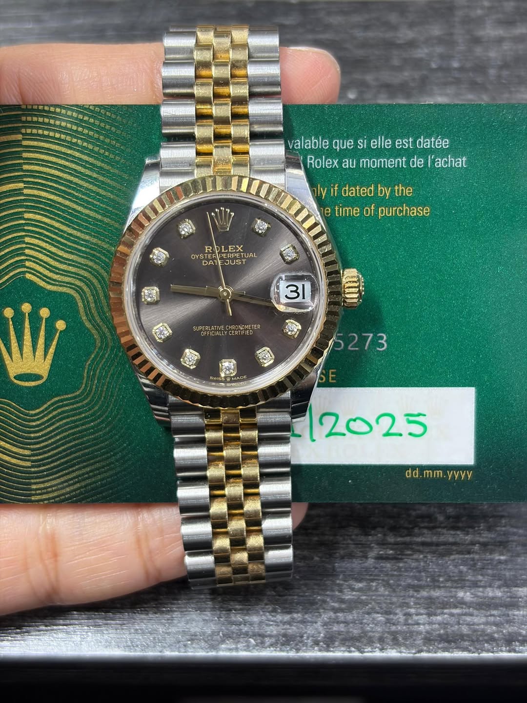 May be an image of wrist watch and text that says 'valable que sÍ elle est datée Rolex au moment de 'achat ly lyifdatedbythe if dated by the e time timeofpurchase of purchase R.…