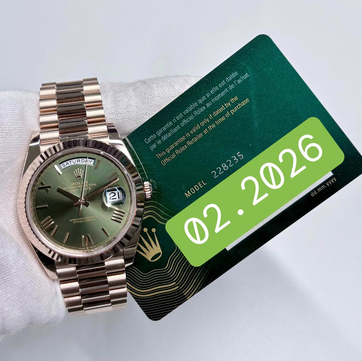May be an image of wrist watch and text that says 'latée achat est ส elle umomentd que valable Rolex Kote garantie Ataillani ffict velido only the f.datedby timeo ip purchase the…