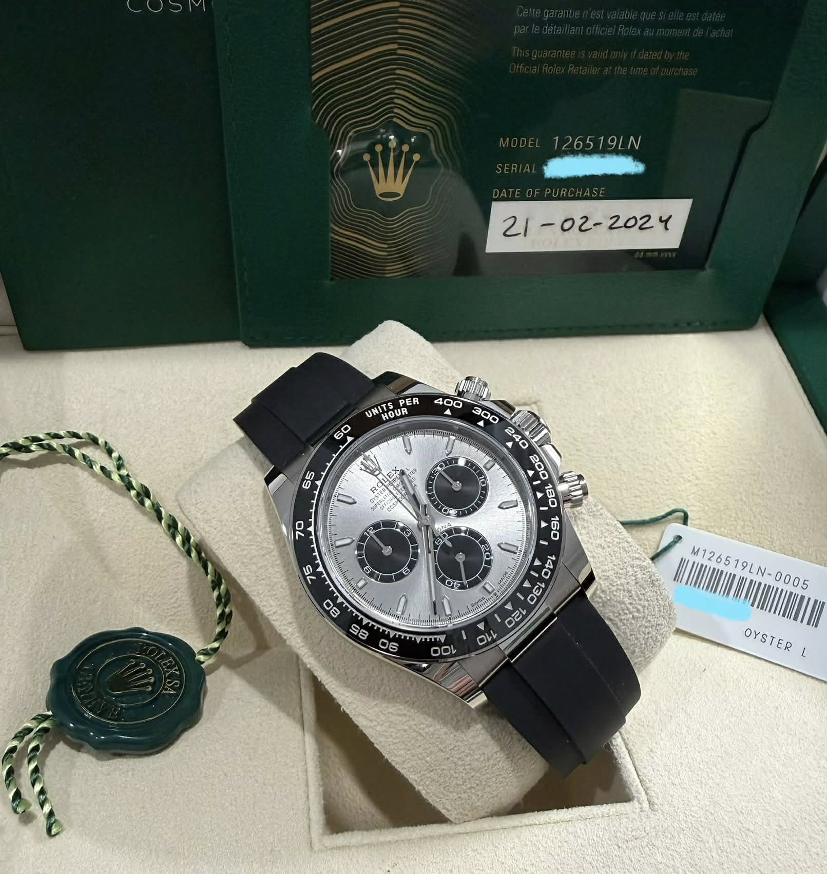 May be an image of wrist watch and text that says '126519LN N - MITSPER PER HOUR 60 65 ROIE ្រីហ 190 70 DE CU 8 140 30 Oc 0と 044 O mmmY y 00 O M1265 M126519LN-0005 利KSSEANEIN 9LN-…