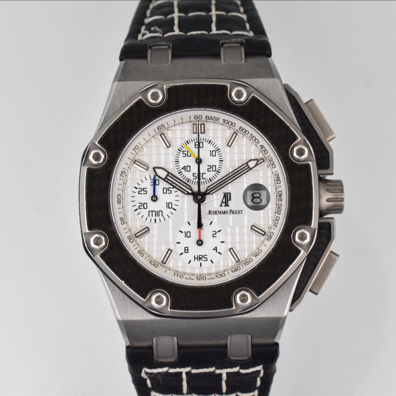 May be an image of wrist watch and text that says 'הורדל 551 70u St 0 10 a 20 m E /11ባ 05 60 BASE 1000 O0 600 BIN ม Oha ΤΙΩ PR AP 8 AUDEMARS PRRLET 10 2" HRS รวด" HN'