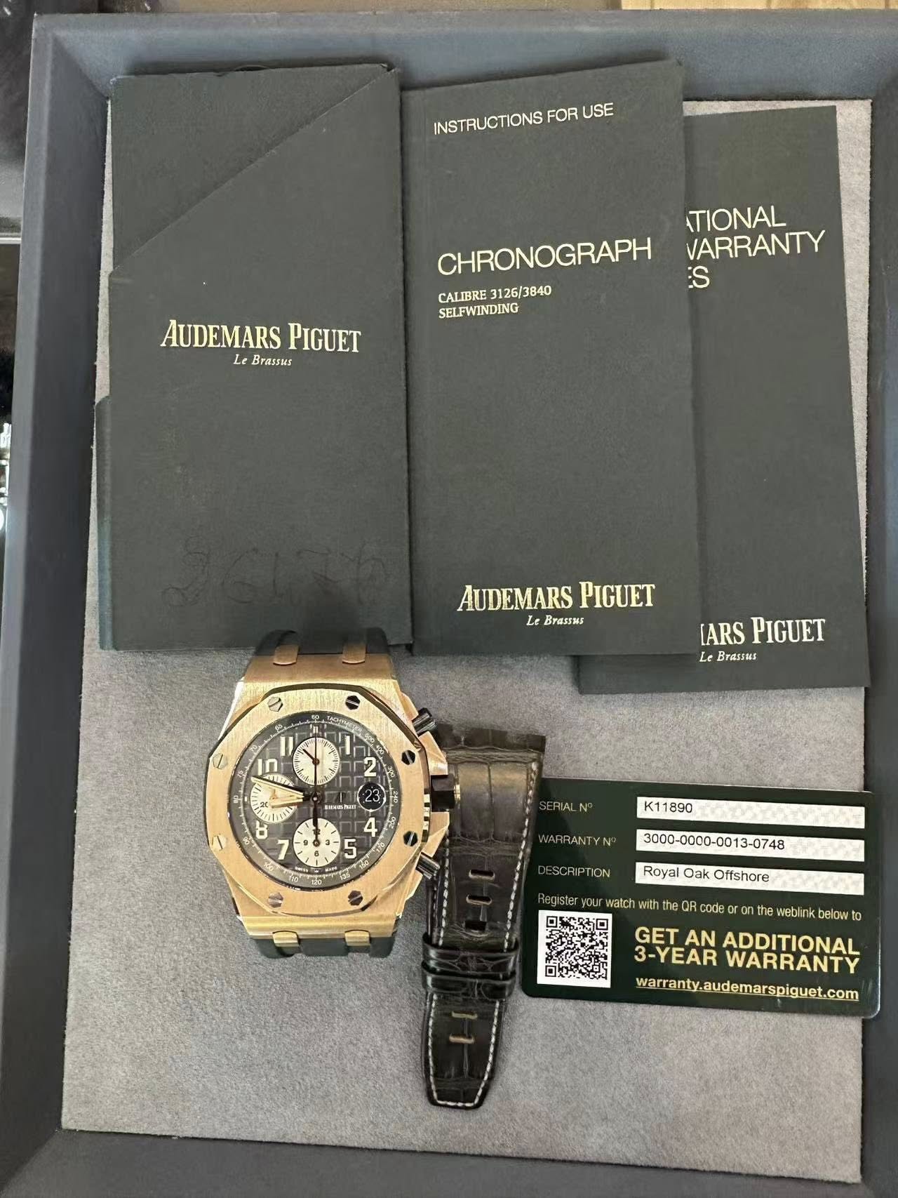 May be an image of digital watch and text that says 'INSTRUCTIONS FOR USE CHRONOGRAPH CALIBRE 126/3840 SELFWINDING TIONAL VARRANTY :S AUDEMARS PIGUET Le Brassur AUDEMARS…