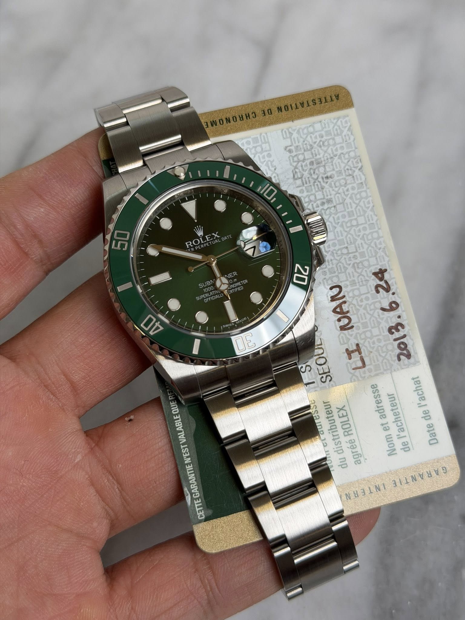 May be an image of wrist watch and text that says '10 ROL 담 DE 22 ΑΙν S ی SEOULS INAN LI l'achat distributeur du agrée ROLEX adresse l'acheteur de Nom de Date CAAAAAAL NIETNE…