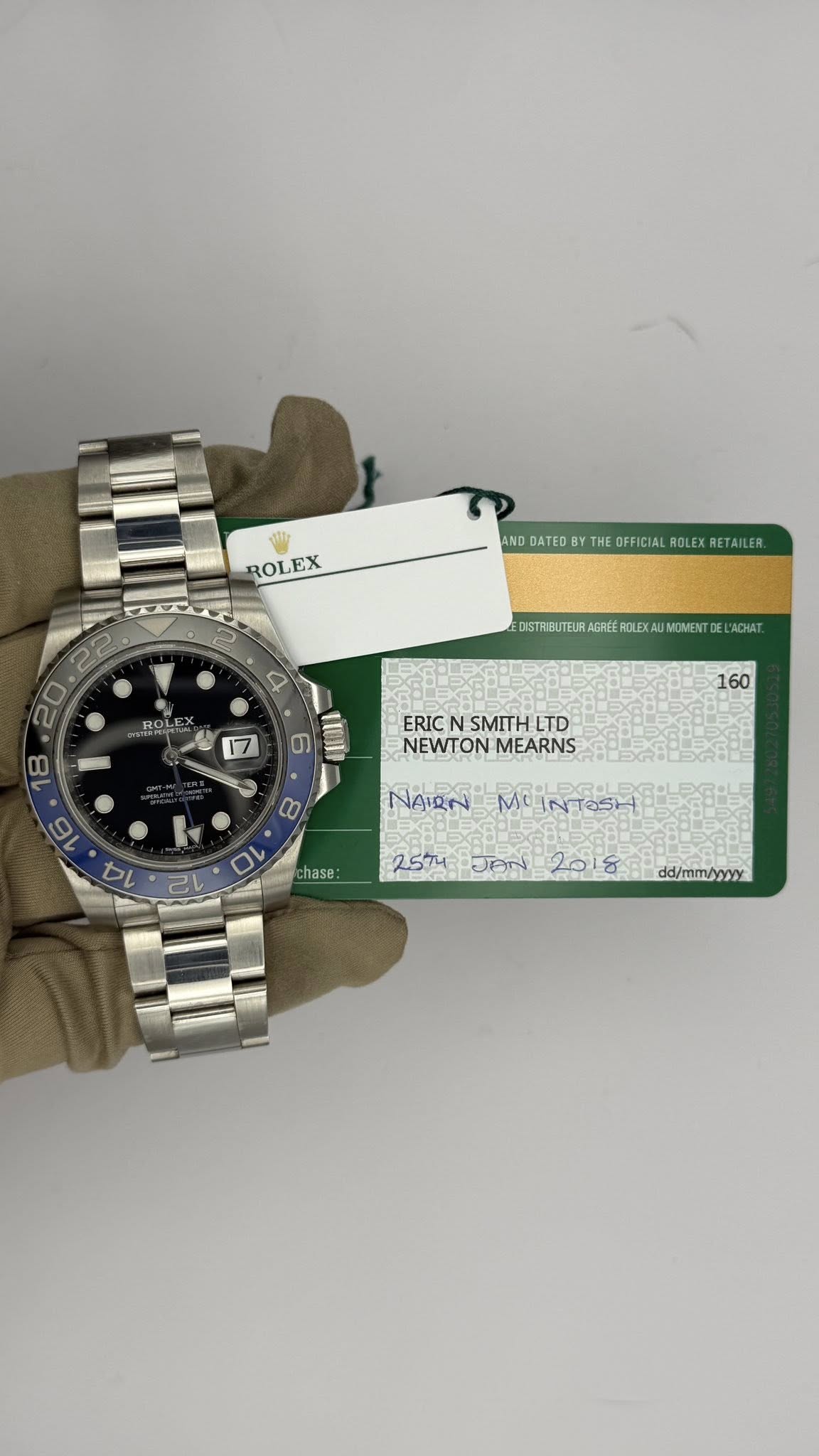 May be an image of wrist watch and text that says 'ROLEX AND DATED WND.BATEOSTTHEFICALAOLELETL H OFFICIAL OLEX RETAILER RO DRSTRIBUTEU AGREE ROLEXA าป MOMEN ACHAT. ወ 160 ERIC…