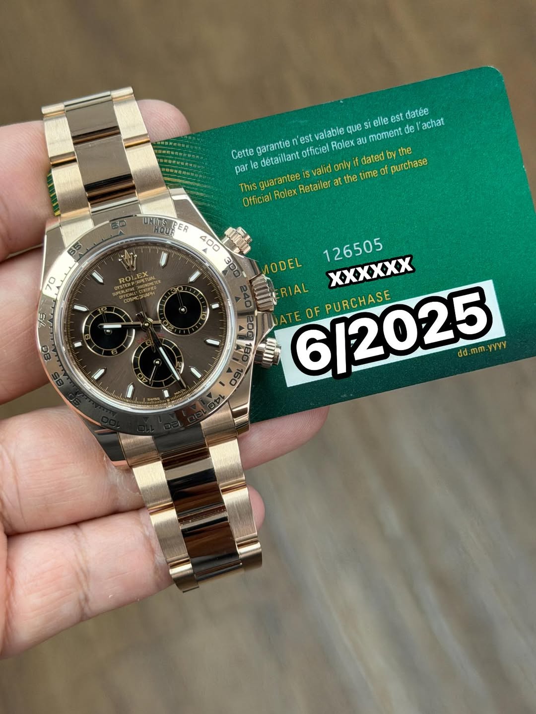 May be an image of wrist watch and text that says 'elle est datée Cette garantie n'est valable e el dated purchase par le détaillant officiel Rolex moment de l'achat This guarantee…