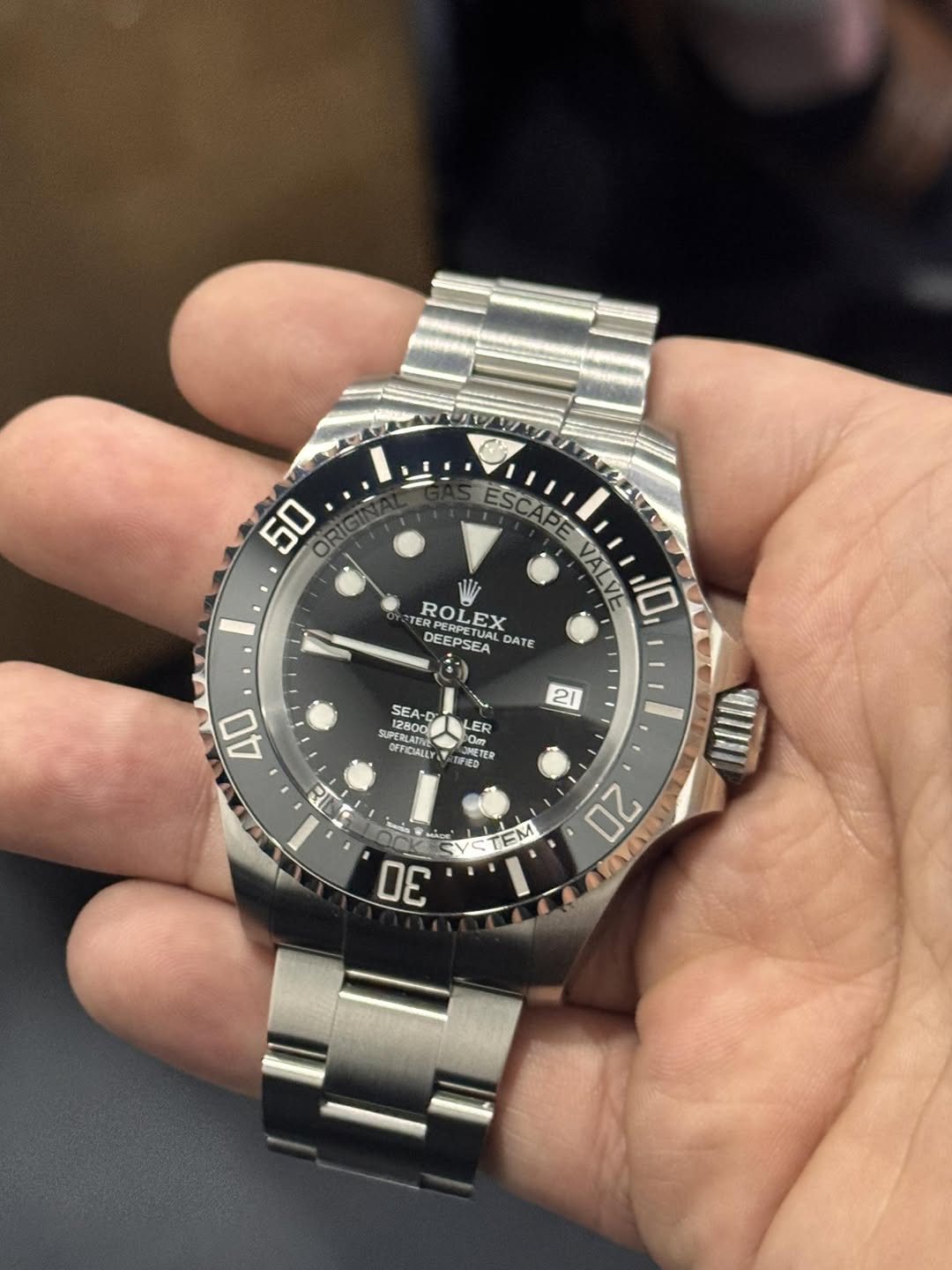 May be an image of wrist watch and text that says '50 OR ESCAPE TERPERP RO ROLEX ROLEXATE ROLE ERCEX EX ERPERPET DEEPSEA PERPETUAL SEA DATE EEPSEA 10, 21 ERRLATI 12800 SEA-D…