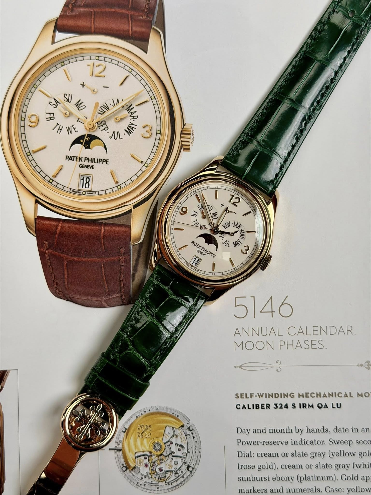 May be an image of wrist watch and text that says 'CO 12 + - م SU NO ٤= + HH WE มาพ IA A M MAY PATEK PHILIPPE GENEVE F3 M PATEX TEXPHILIPPE rr. K 14 2 E 5146 ANNUAL CALENDAR.…
