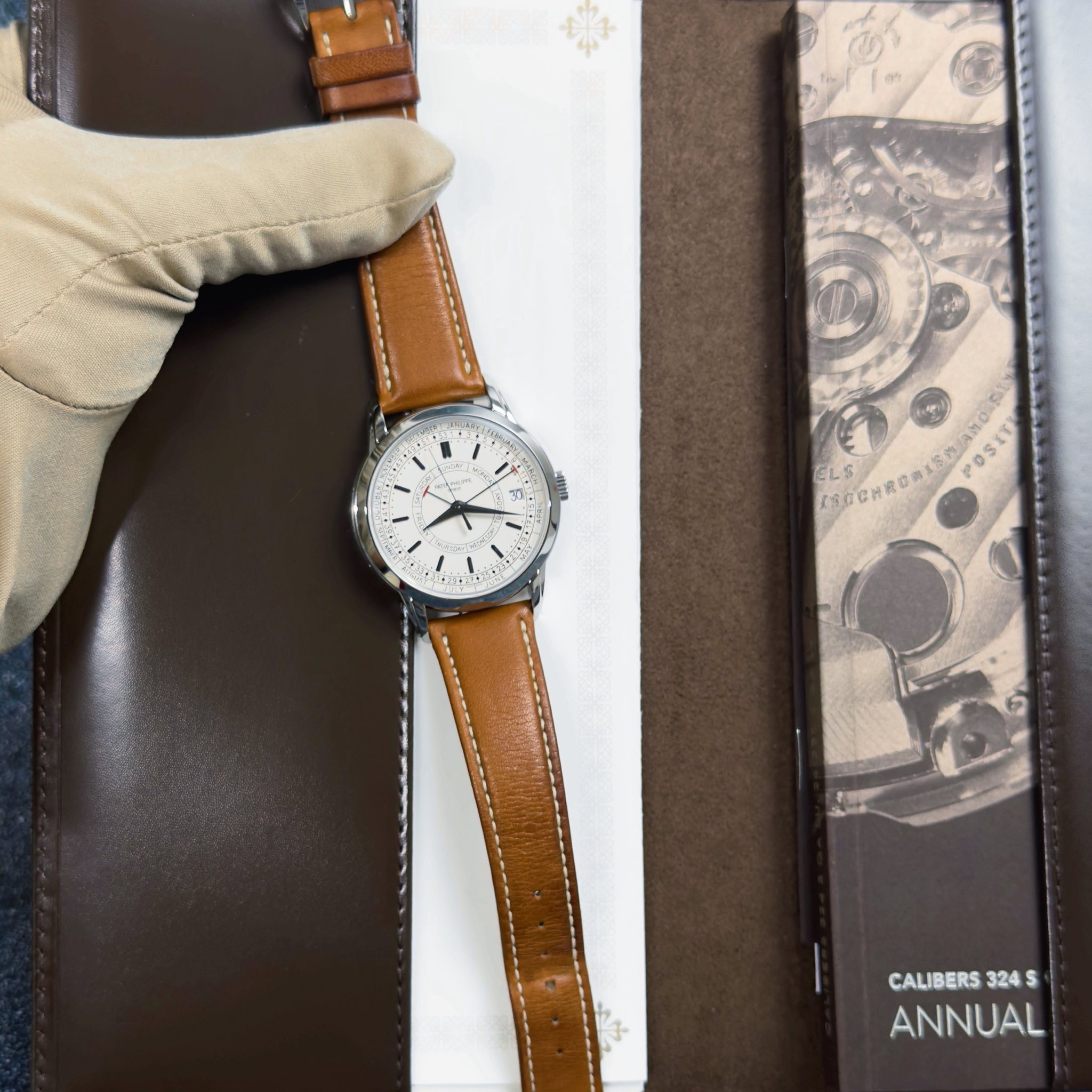 May be an image of leather, wrist watch and text that says '31 G-ISOS POSIT ELS LSOGHR CALIBERS 324 CALIBERS324S $ ANNUAL'