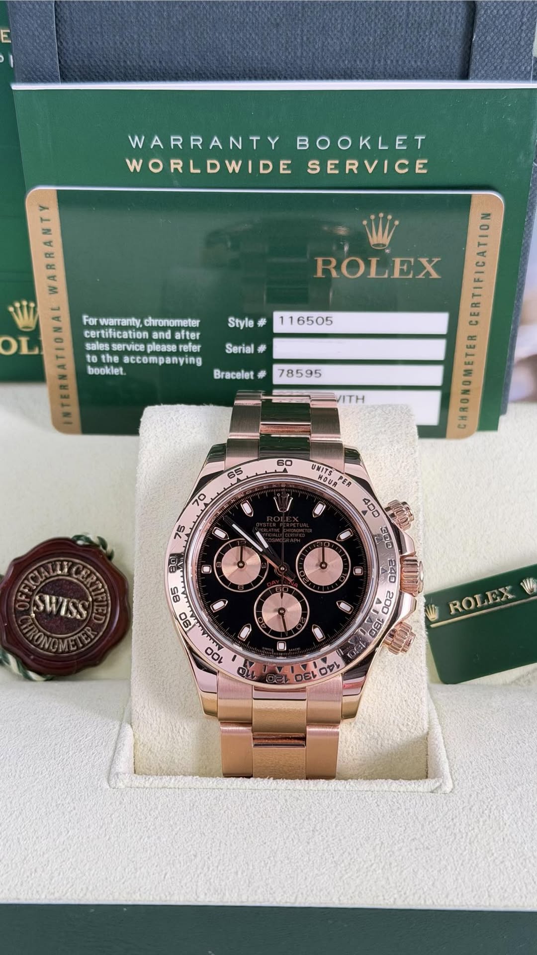 May be an image of wrist watch and text that says 'E WARRANTY BOOKLET WORLDWIDE SERVICE OL For warranty, chronometer certification and after sales please othe accompanying booklet.…