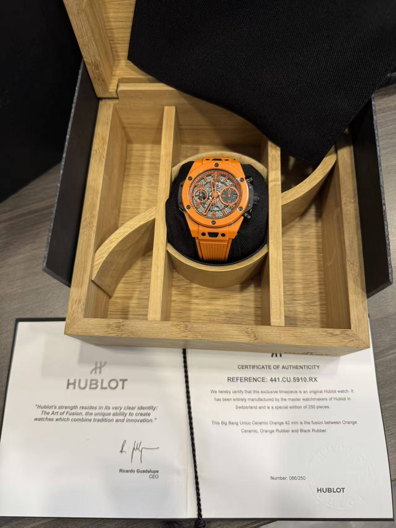 May be an image of wrist watch and text that says '… 什 HUBLOT *Hieduestgwae very lear identity: "Hublor's strangth resides ofFusion, ม i create watches which combine radition and…