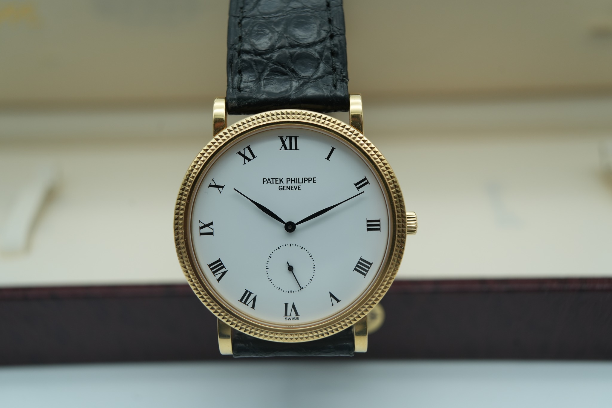 May be an image of wrist watch and text that says 'XIII XI X X PATEKPHILIPPE PATEK PHILIPPE GENEVE n IX W VII VII L VI 125'