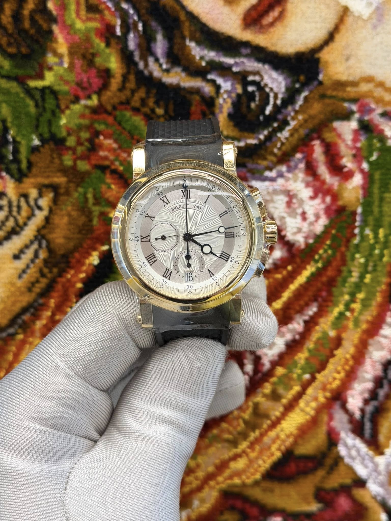 May be an image of wrist watch and text that says 'Me St ំ XI BREGU 50 I 1아17 I o 1 45 IX 2 ١٠ ١٠ VIII W E Po 7 H D'