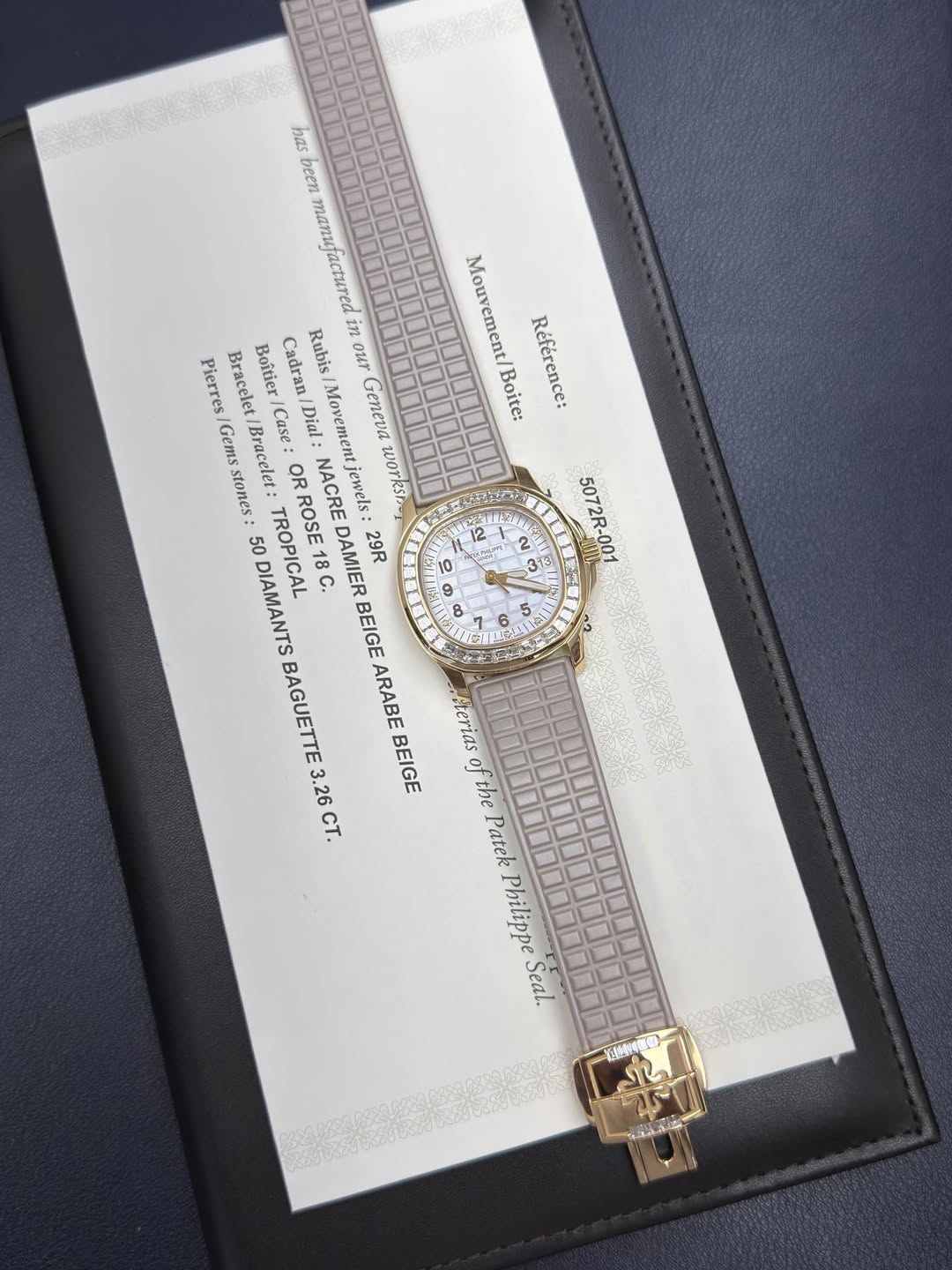 May be an image of wrist watch and text that says 'Mouvement Boite: Référence: has been manufactured facture manu Pierres Bracelet/ Boitiet Boitier/ သ Cadran/ Rubis in our Gems…