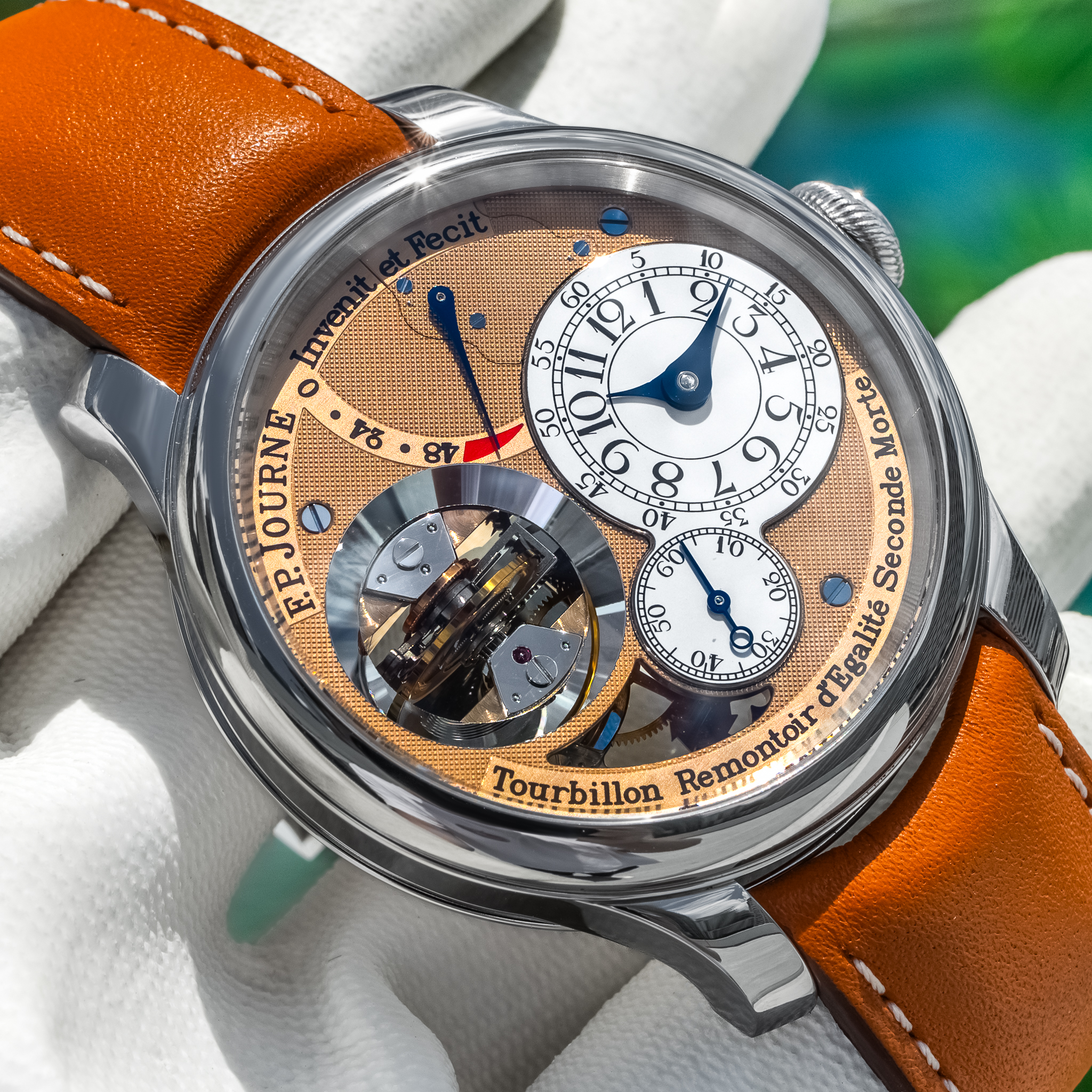 May be an image of wrist watch and text that says '60 2 0G 817 FPJOURNE לסחזמה γδ 60 50 20 Morte रठ Seconde Egalite Tourbillon O Remontoir Tour billon'