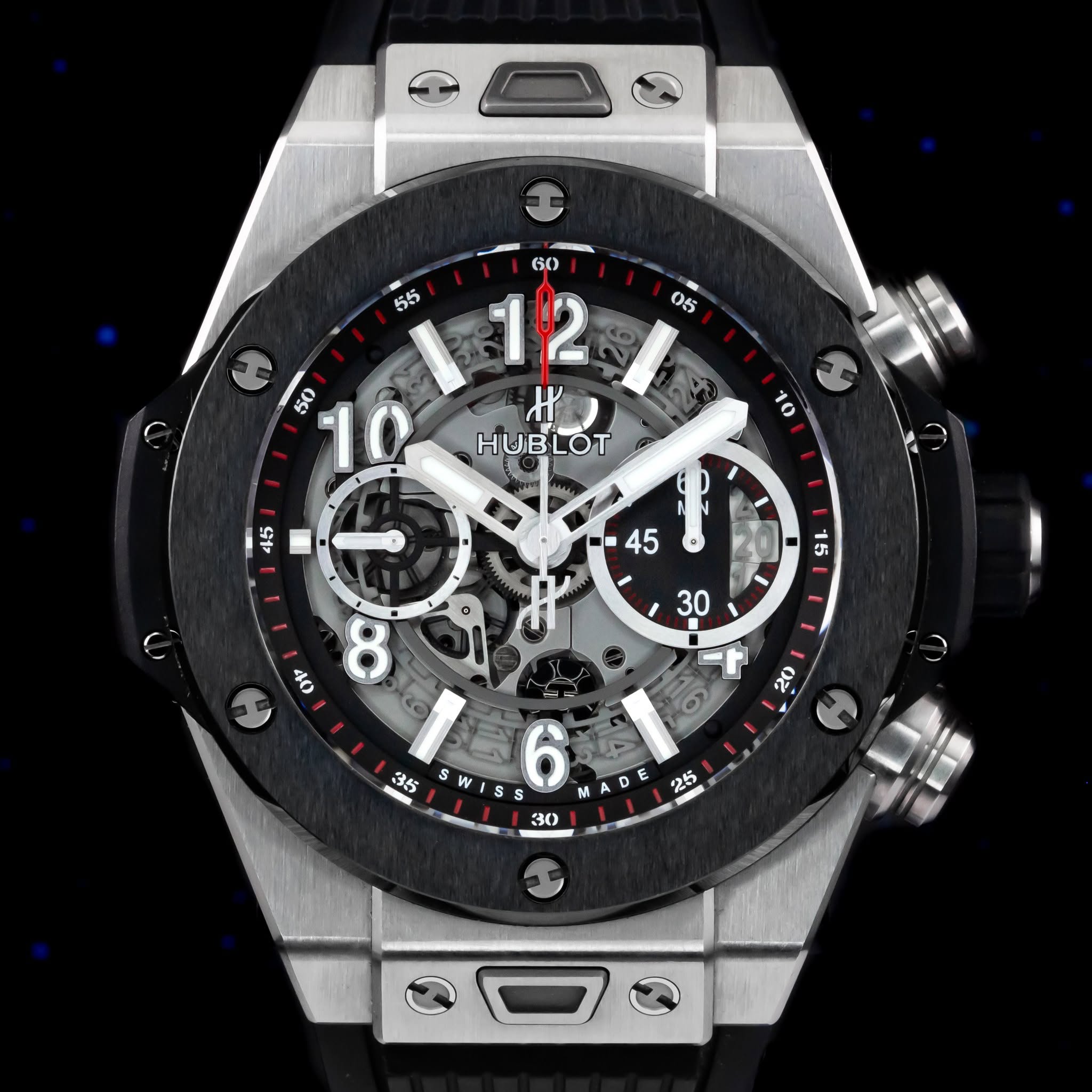 May be an image of wrist watch and text that says 'S5 HUBLOT क B0 30 ! i 16 F S W S S S MADE E M 30 25'
