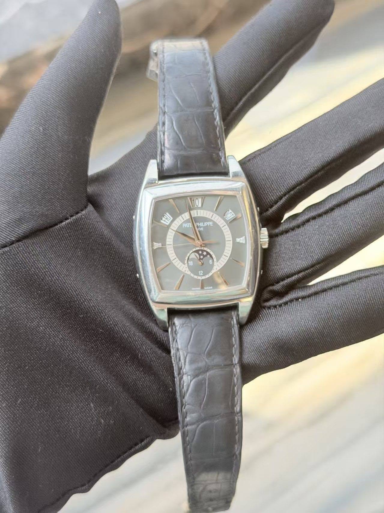 May be an image of wrist watch and text that says 'FRI 107 PATE PHLIPPE V 6 12'
