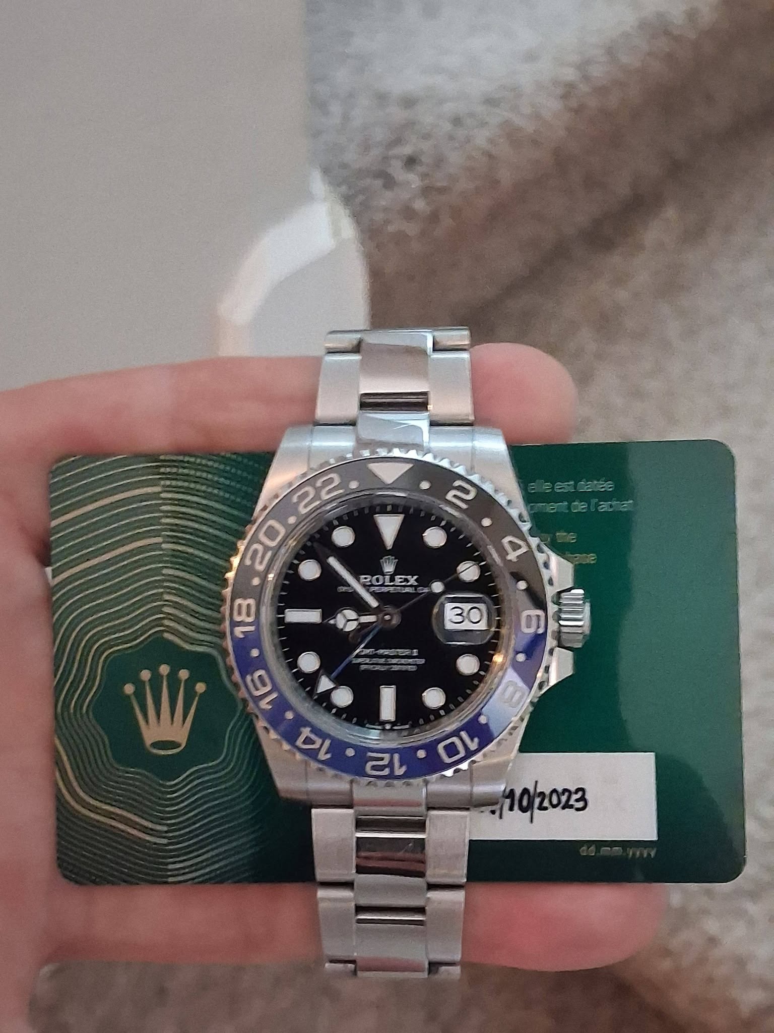 May be an image of wrist watch and text that says ' ROLEX 2OL 18 30 W 16 14 I 12 Μι cu /10/2023'
