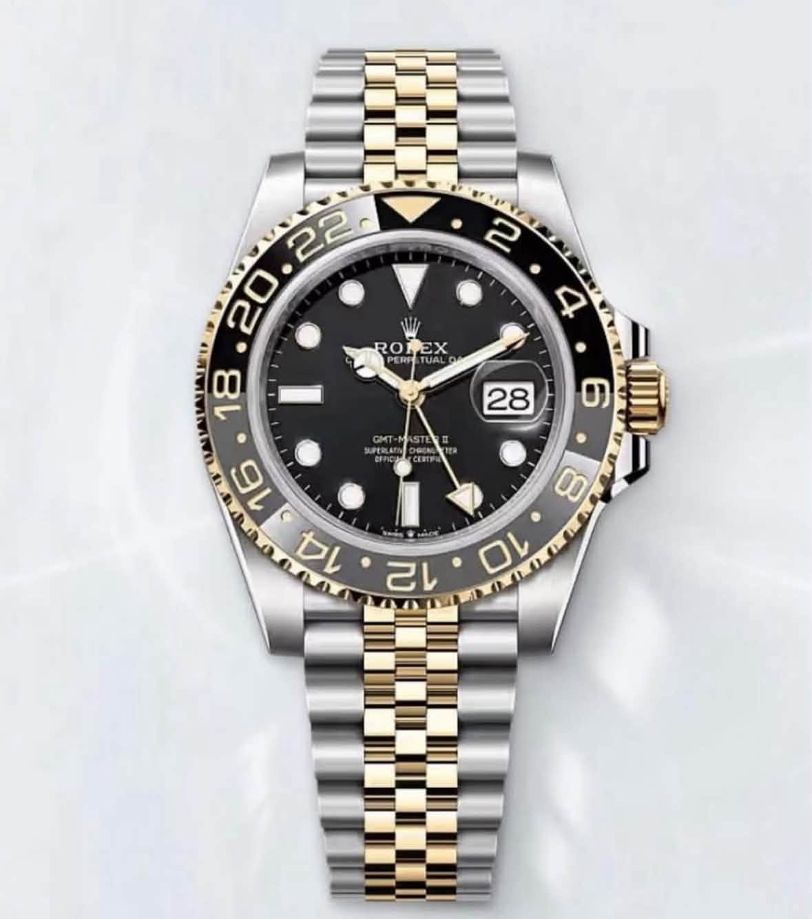 May be an image of wrist watch and text that says '22 20 ROLEX RO EX PERF ERFSTUR TUAL 18 ው 2 • 4 6 101= 食 IIIII 8 10 28 CMT- SUPERLA ER 16 14 Hhog ባ'