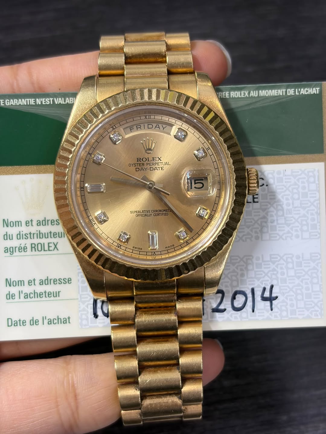 May be an image of wrist watch and text that says 'GARANTIE GARANTIEN'ESTVALAE N'EST VALABI REE ROLEX REEROLEXAUMOMENTDEL'ACHAT AU MOMENT DE L'ACHAT FRIDAY ROLEX ROL EX OYSTER…