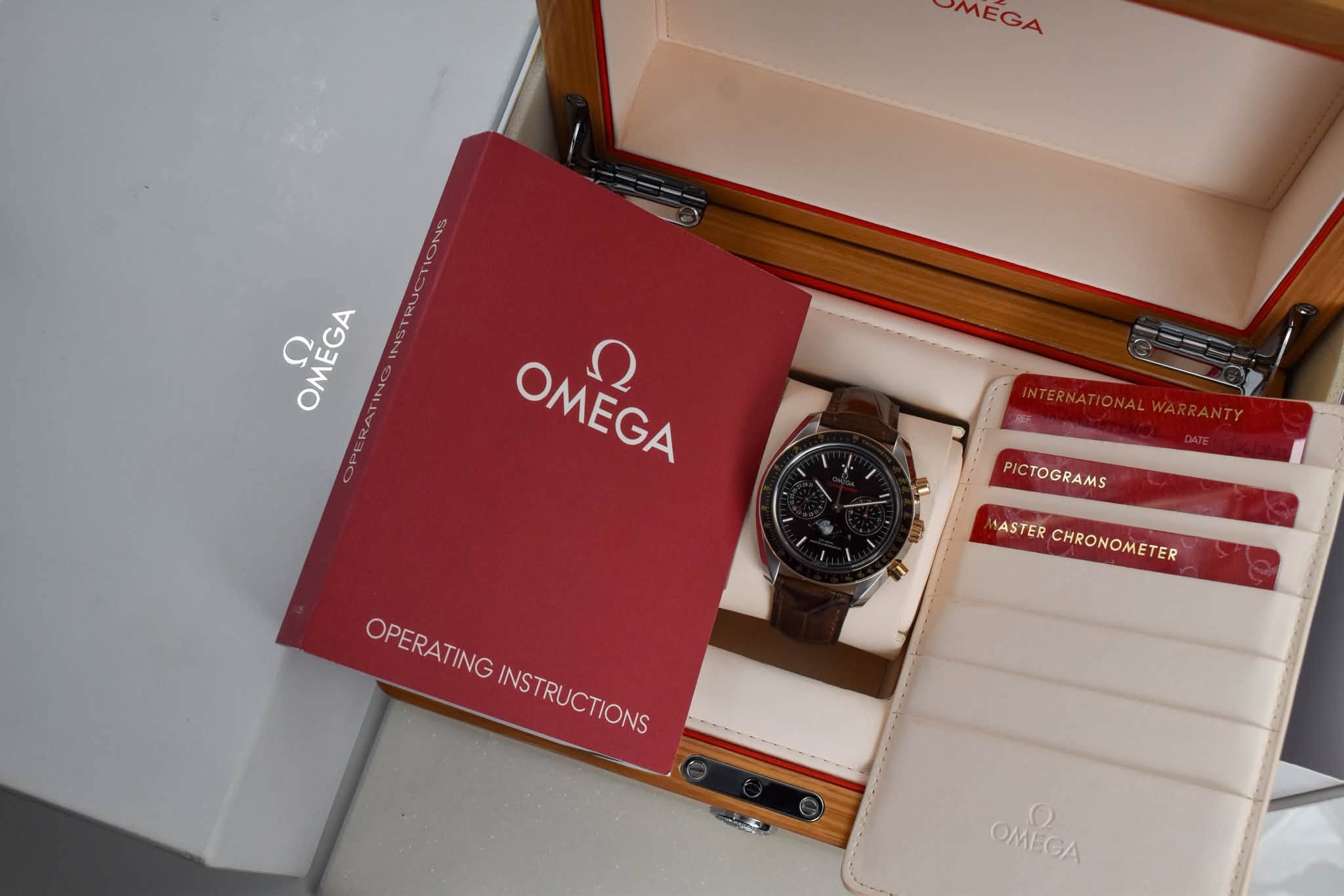 May be an image of wrist watch and text that says 'MEGA OMÉGA ח OMEGA OMEGA OMEGA ח INTERNATIONAL INTERNATIONALWARRANTY ONAL WARRANTY PICTOGRAMS ASTER ASTERCHRONOMETER…