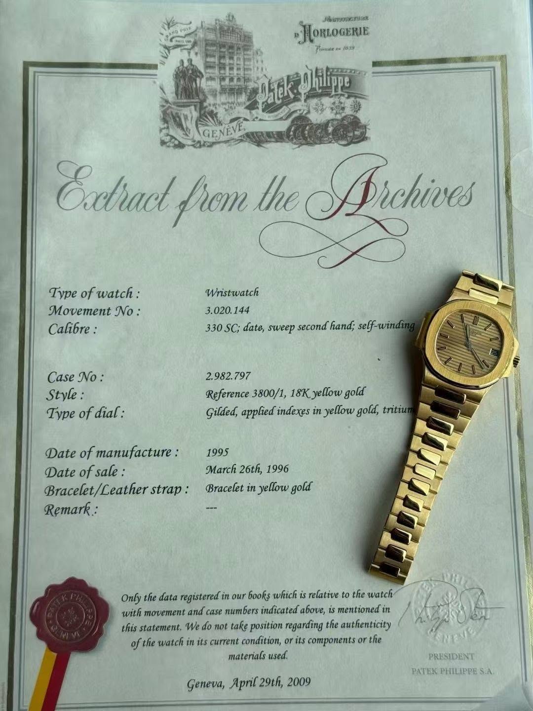 May be an image of wrist watch, ticket stub and text that says 'ЛblиTyHReлииR HORLOGERIE Paqule 509 蜗期 Exetract from the Dichives rype of watch: Movement No: Calibre: Wristwatch…
