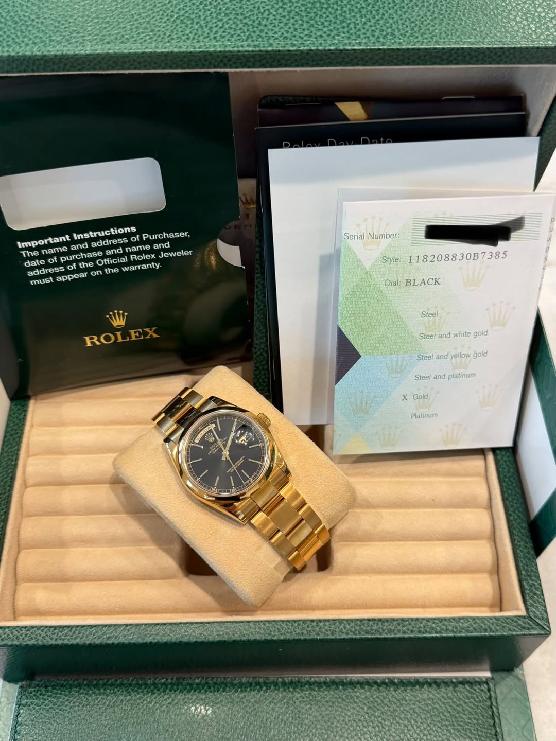 May be an image of wrist watch and text that says 'Αληι and Instructions Purchaser, Important address The name Rolex Jeweler chas date Official က eandn…