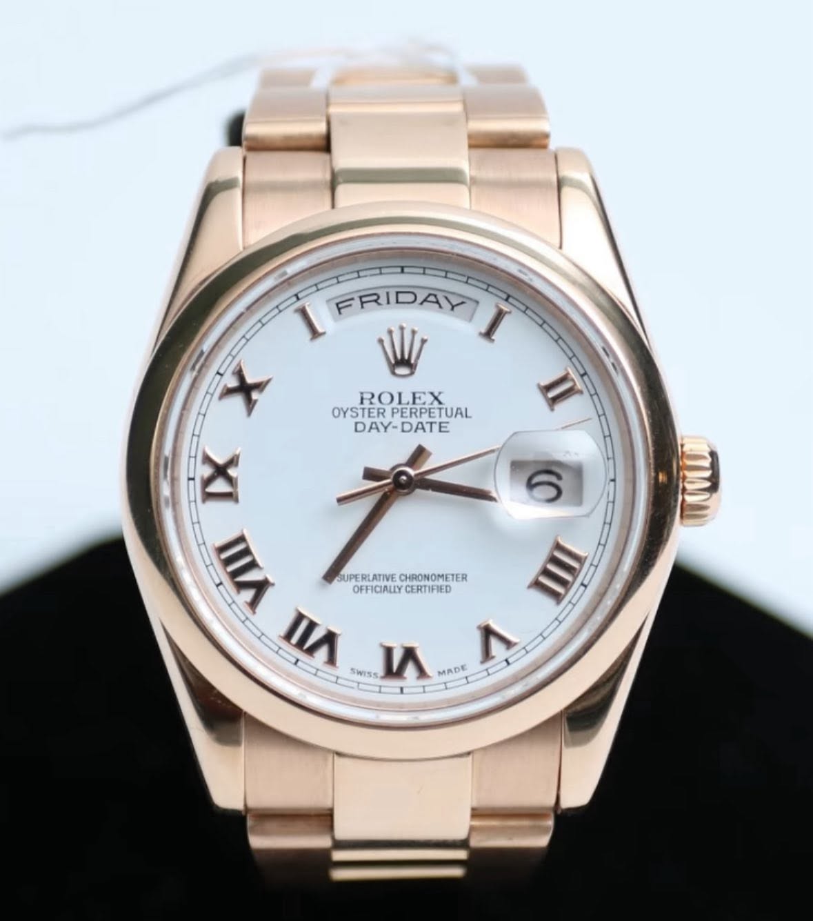 May be an image of wrist watch and text that says 'ROLEX OYSTERP YSTERPERPETU/ OYSTERPERPETUAL PERPETUAL TUAL DAY-DATE DAY DATE II I FRIDAY FRIDAY X IX 6 nA SUPERLAIVECHONOMETER…