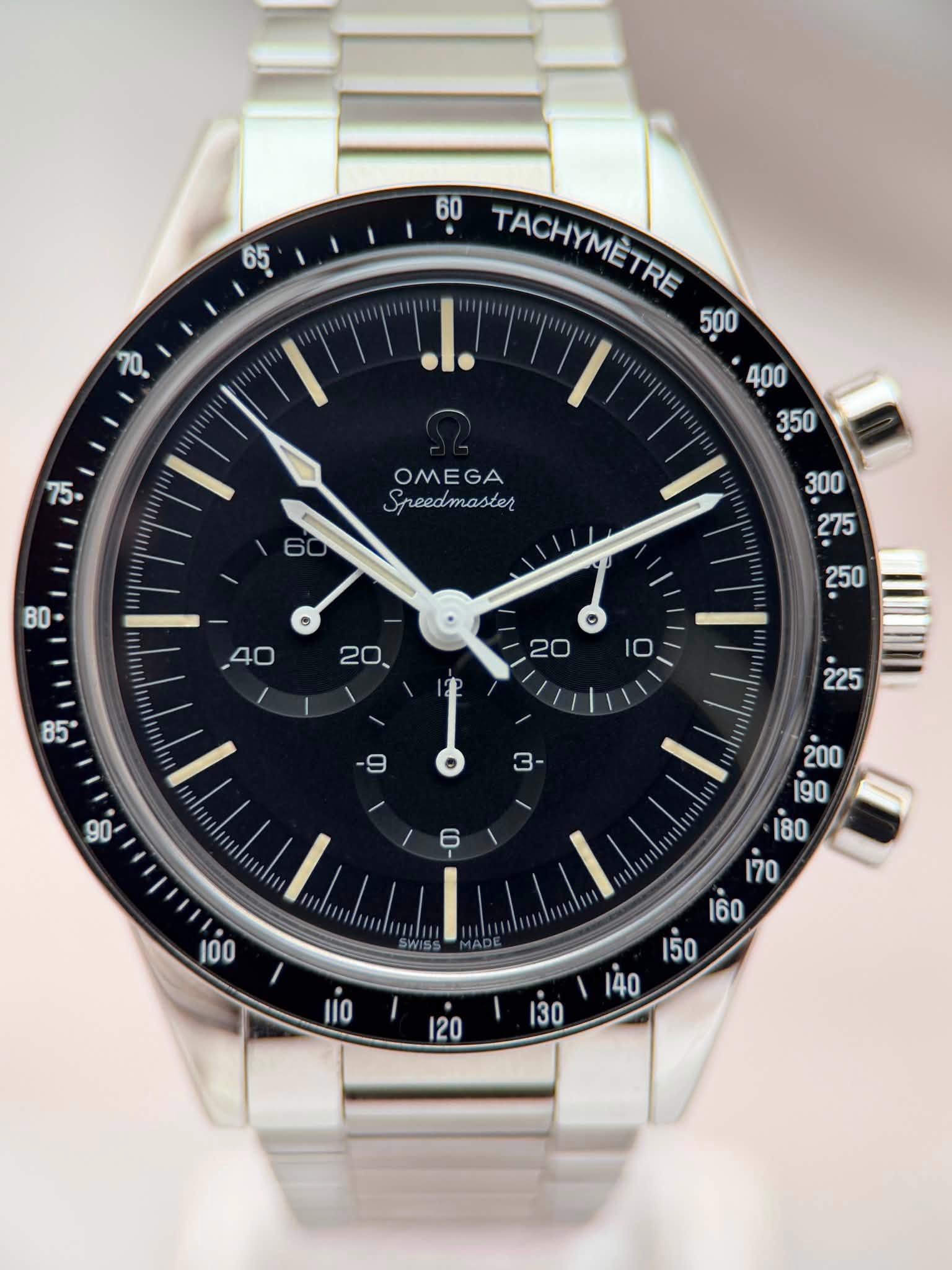 May be an image of wrist watch and text that says '65 70, 60 TACHYMETRE TACHYMETRE . OMEGA GA OM reedmaster ° g0 3- cAsas / iio 130 120'