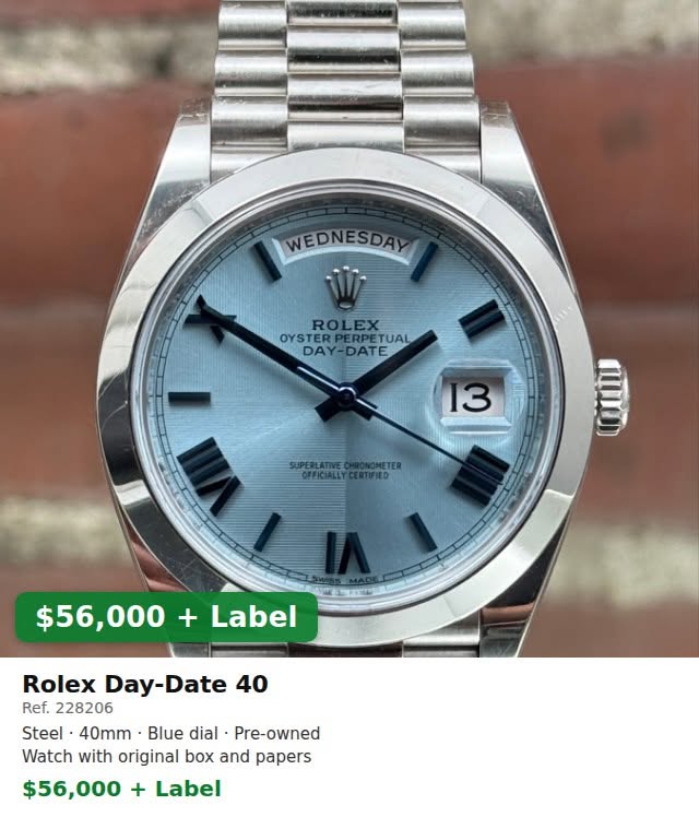 May be an image of wrist watch and text that says 'WEDNESDAY ESDAY ROLEX EX ROL OYSTER ERPETUAL OYSTERPERPETUAL TUAL DAY DAY-DATE DATE 13 OFICIALLYCERTVIED OFFICIALL OTOIED…