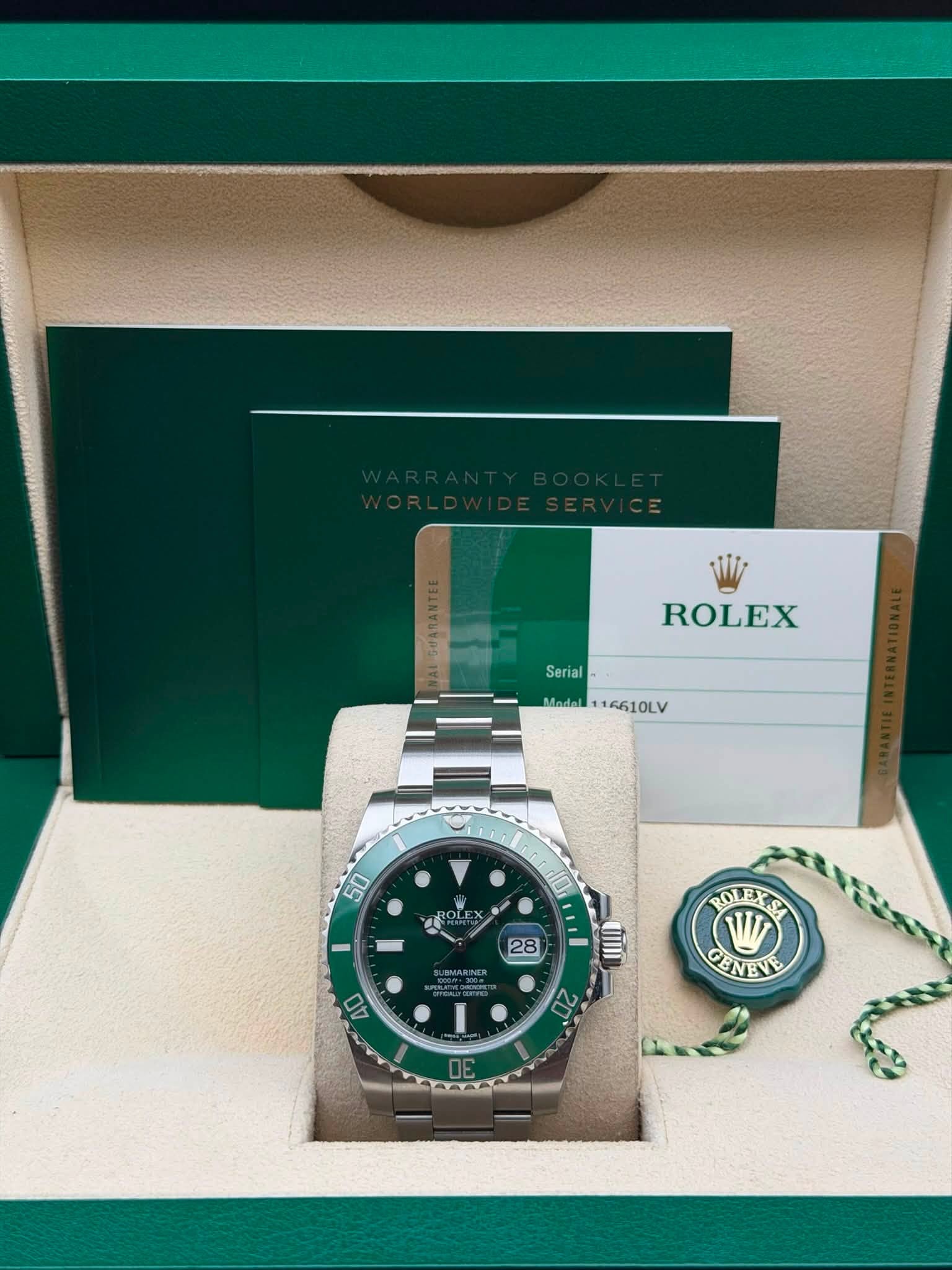 May be an image of wrist watch and text that says 'ROLEX Serial Madel116610LV Mndel 16610LV 50 අම 28 ROL ROLEX 4D III 20 GENEVE GEN DE'