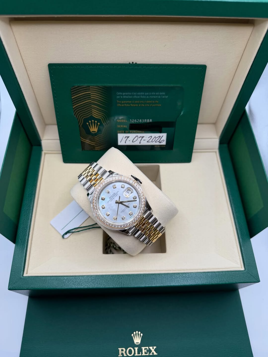 May be an image of wrist watch and text that says '126283RBR 福 W 본 s S 人 金 kTY 草 今 ٢ 3 I 53. O N وی ነ፪ ấi ROLEX'