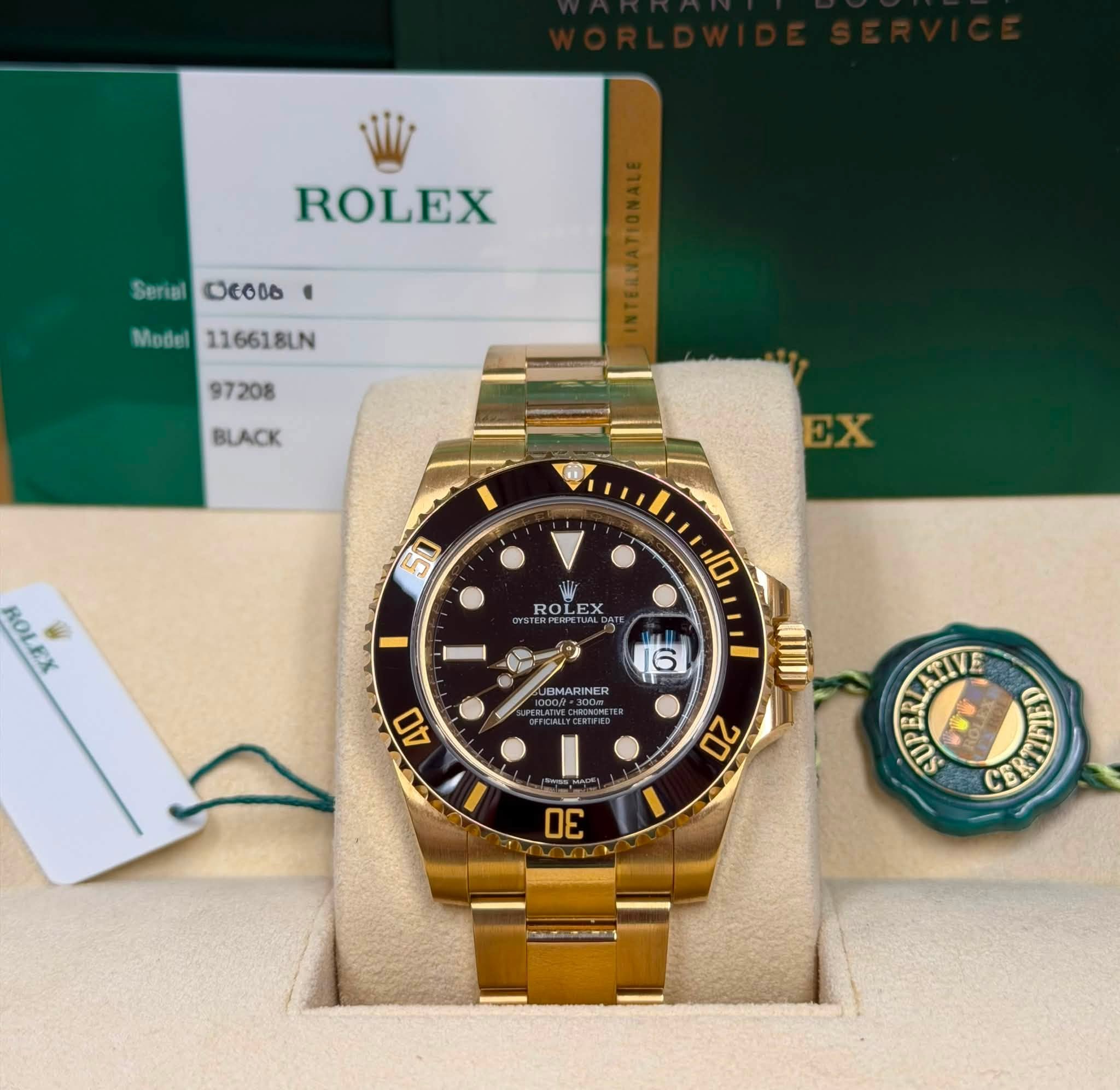 May be an image of wrist watch and text that says 'ROLEX Seriail erialCcolo DEODO Moßel 116618LN 97208 BLACK EX 50 ROLEX TI ROLE OL E PERPET 10 16 5 MARINER 40 il IIIII 20 30…