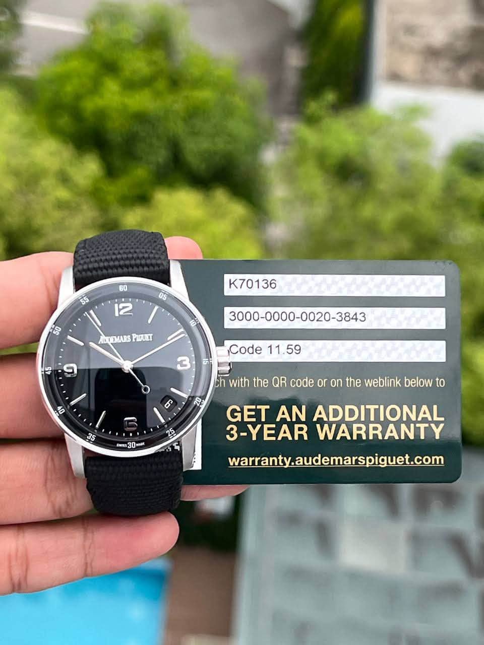 May be an image of digital watch and text that says ' K70136 ADUEMARS PIDUET 55 ధా ,Code 11 11.59 Code11. ch with the QR code or on the weblink below to 35 Kema 30-l GET AN…