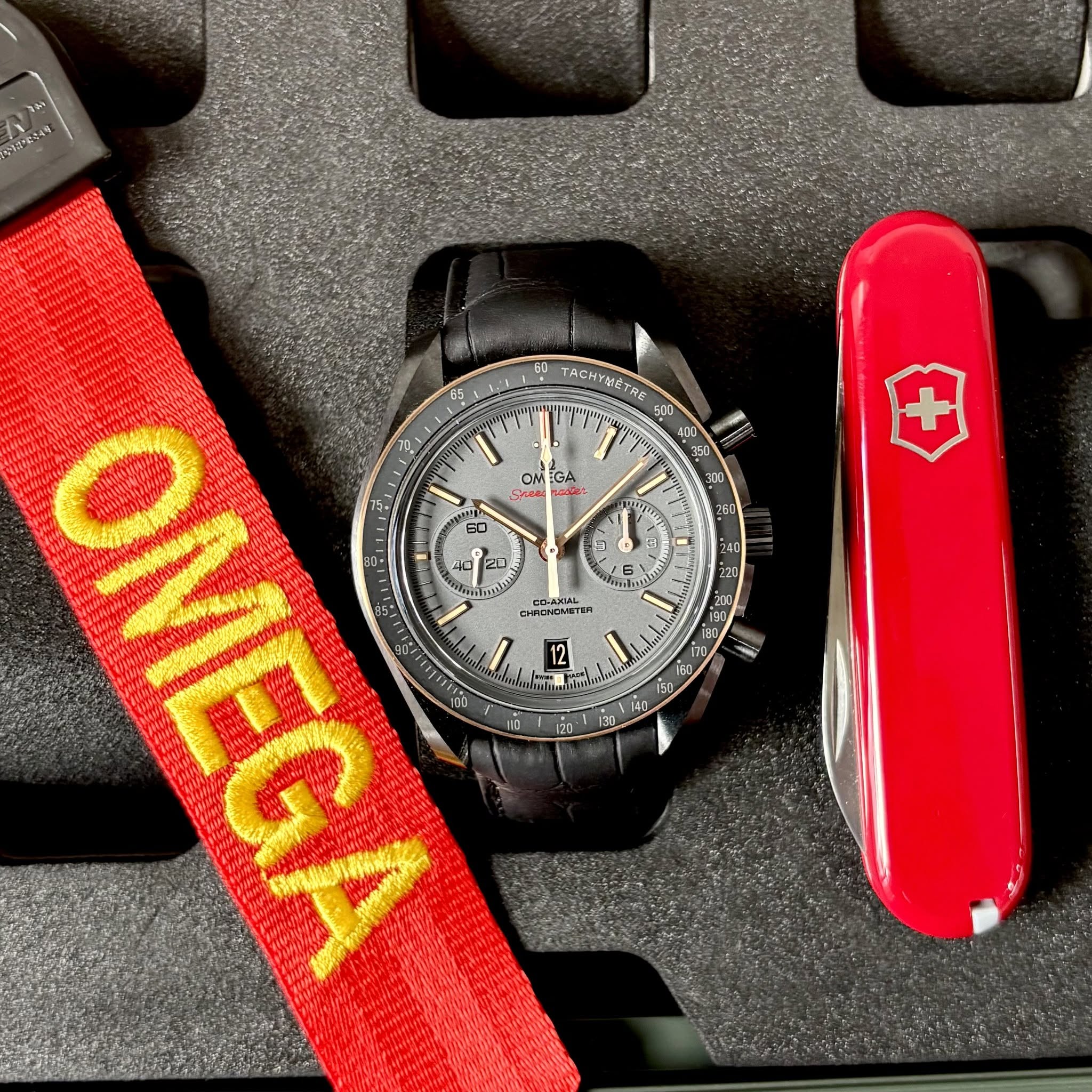 May be an image of knife, wrist watch and text