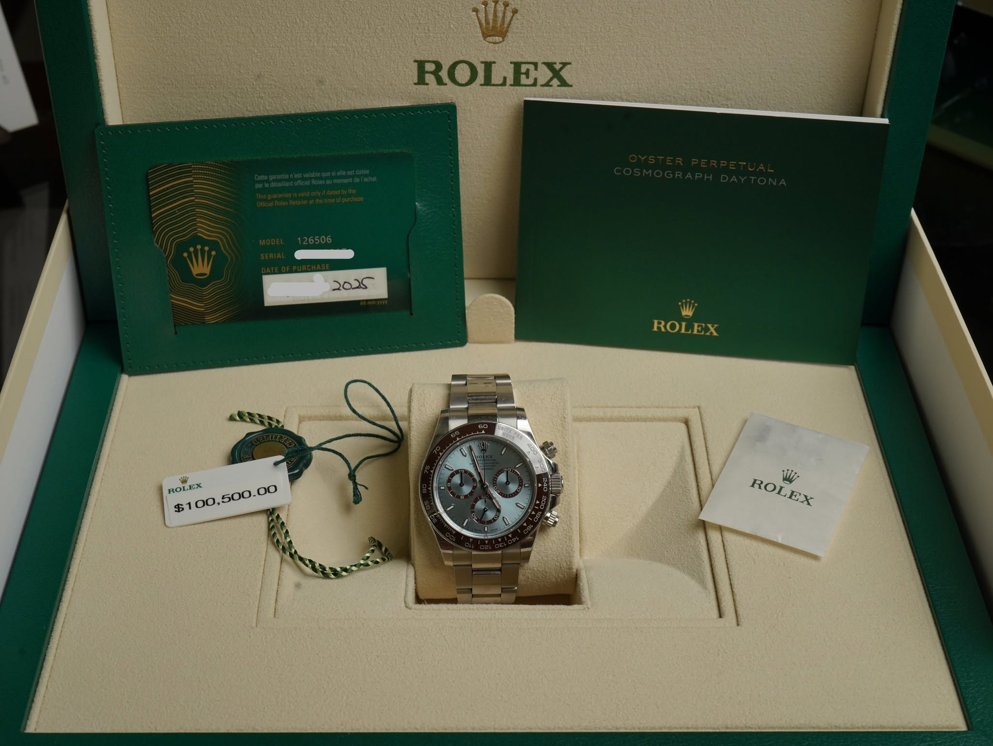 May be an image of wrist watch and text that says 'ROLEX 2025 ROLEX ROLEX e $100,5 $1 $100,500.00 $100, DO We ROLEX ROLEX EX'