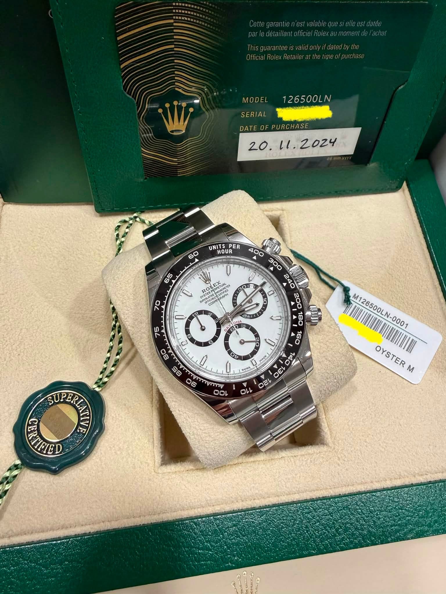 May be an image of wrist watch and text that says '126500LN N SERIAL . UNIT HOUR PER PER 60 65 D0 70 MOMEX 바성하더 SOETUAL VE C 0 a 80 B5 M128500LN-000 N-0001 ۵ E EL 2b こ い L 0 100…