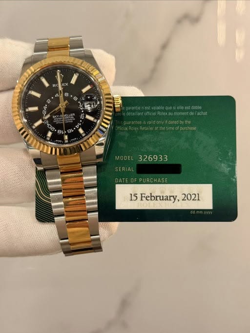 May be an image of wrist watch and text that says 'R 4 6 5 8 e ی 2 24 心 12 0 20+ 10 و xaumomentdelachat MODEL ODEL326933 326933 OFPURCHASE CHASE 15 February, 15February, '
