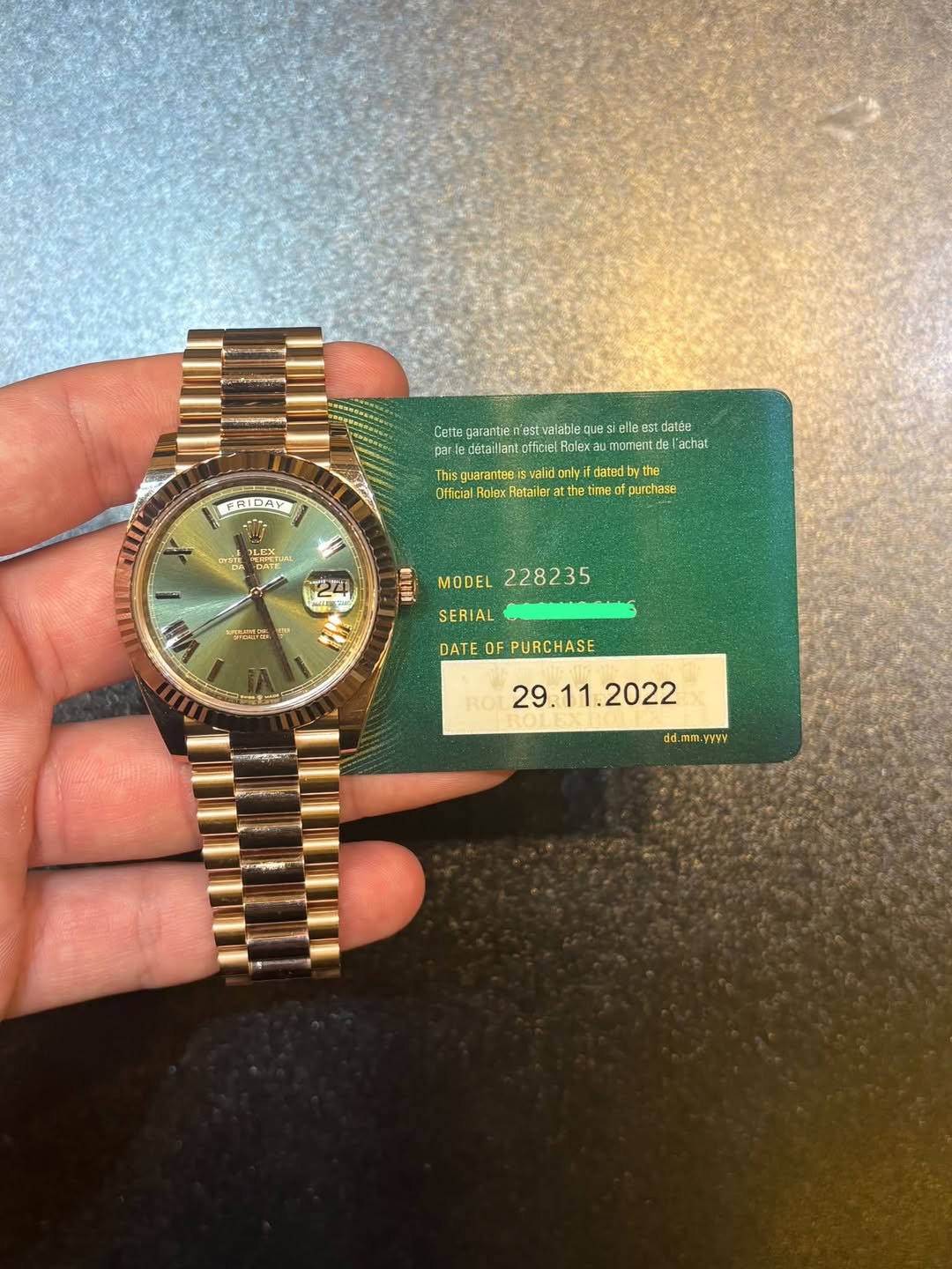 May be an image of wrist watch and text that says 'FROAY Certe ato-raenatlas estcatée garantie. estvalatleq par ledata cificial |Folex moment achal This guarantee onlyil dated the…