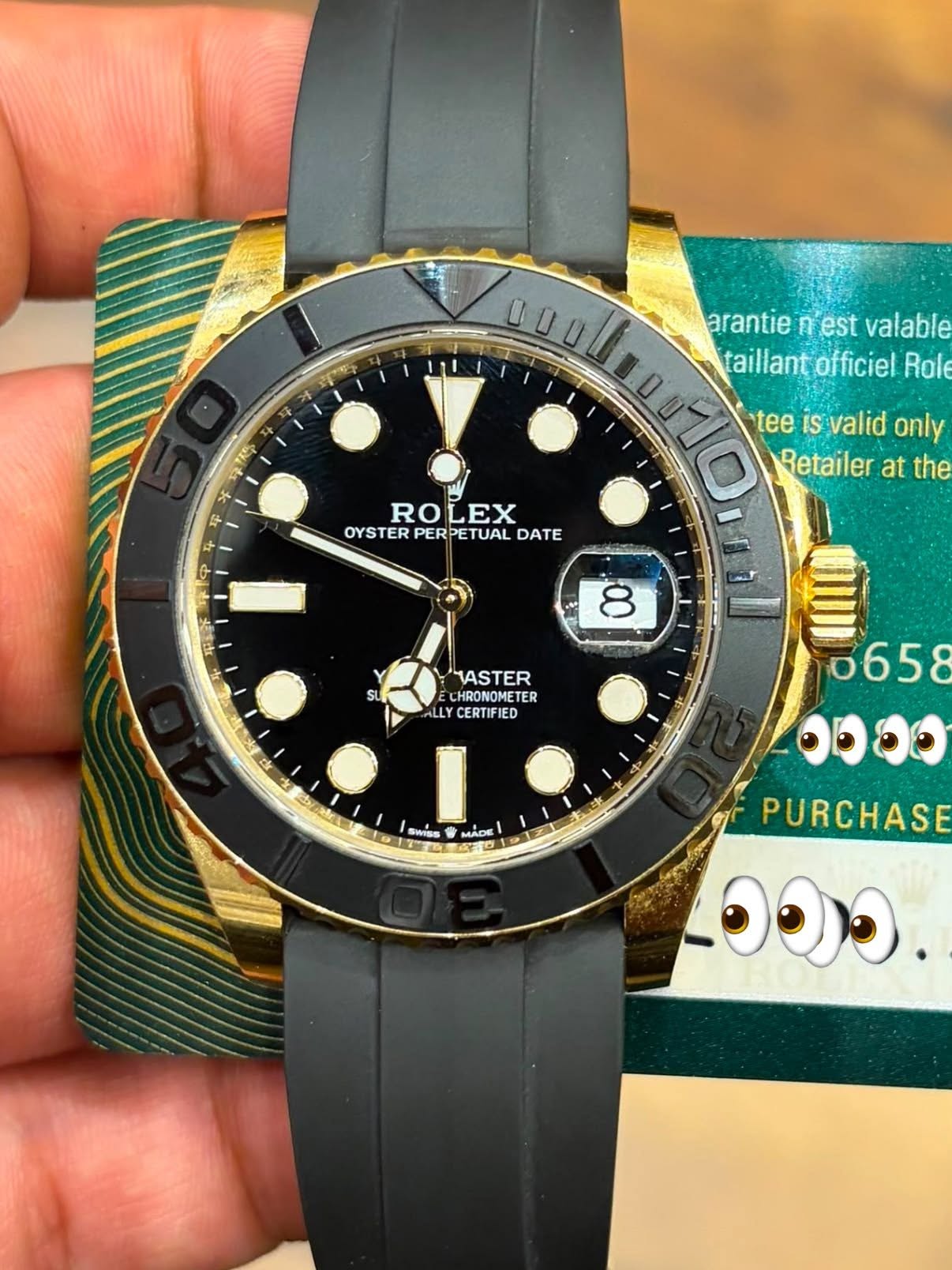 May be an image of wrist watch and text that says 'pa S 000l arantie ก est valable taillant taillantofficiel officiel Role C ROLEX RO OYSTER RPERPETUAL PER DATE tee IS valid only…