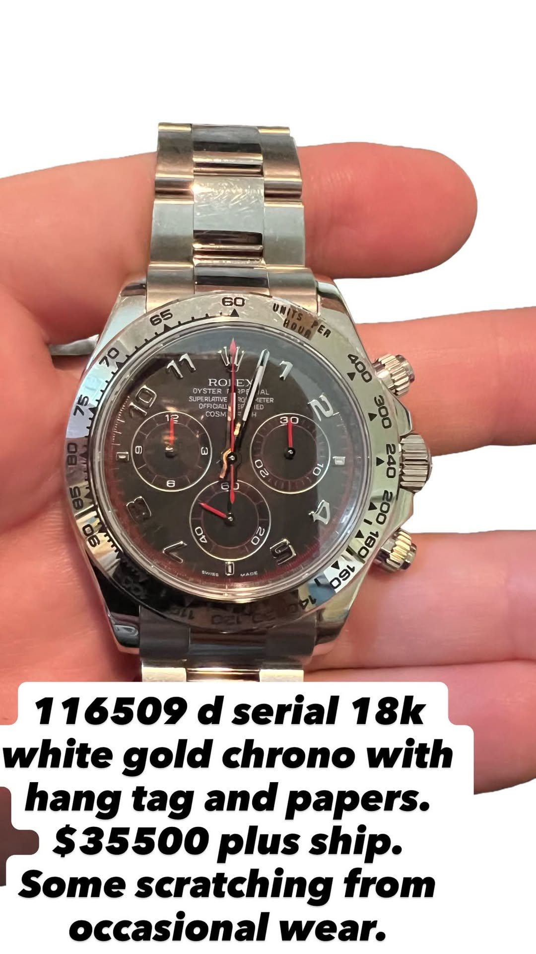 May be an image of wrist watch and text that says '60 65 70 D 2 75 RO E ا OYSTER SUPERLATNE NCI HCRE DSM の 6 7 400 HED STER ETER む 2Z OL 00 o0 0 م TiwiNg 116509 d serial 18k…