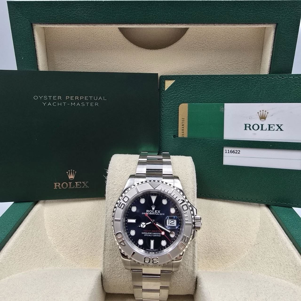 May be an image of wrist watch and text that says 'OYSTER PERPETUAL OYSTERPERPETUAL UA YACHT-MASTER AST YACH UARANTEE ROLEX 116622 ROLE 50 EE ROLEX 12 2 3 おく N .は و 40 ယ'
