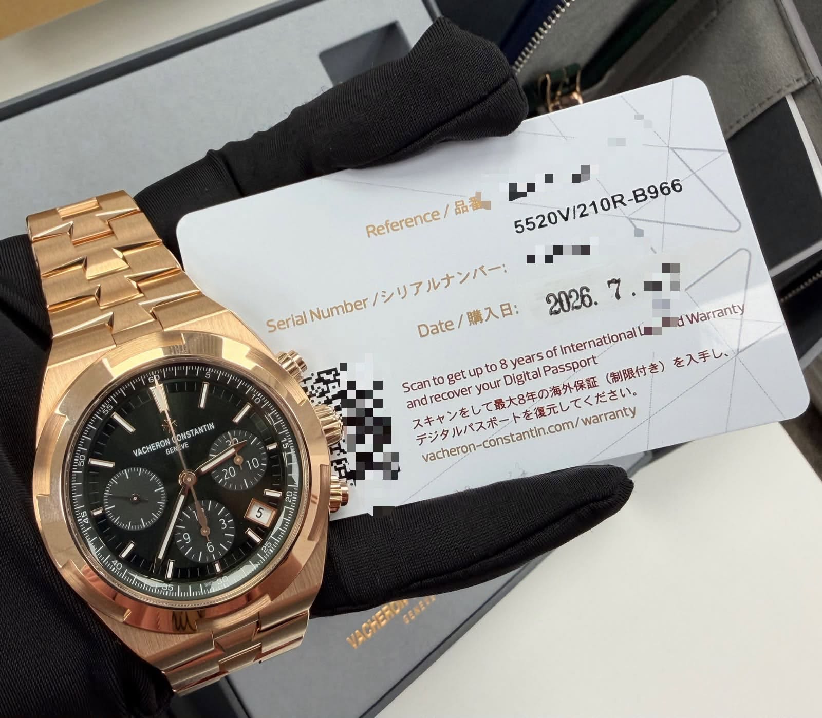 May be an image of wrist watch and text that says 'PИKAK ក្លសចខ្ទូរ Reference/ 品 5520V/210R-B966 -B966 SeraiNumber/シリアルナンバー: IK Serial Number /シリアルナンバー: Date/購入日: Date/ 購入日: 2026.…