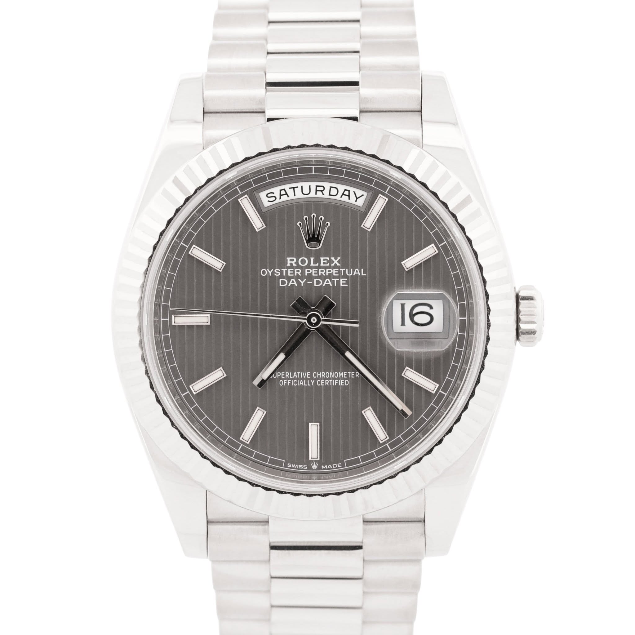 May be an image of wrist watch and text that says 'SATURDAY ROLEX OYSTEPERPETUAL EX OYSTER PERPETUAL TUAL DAY-DATE DAY -DATE 16 K UPERLATIVE CHRONCMETE TER CFFEIALL APELAT…