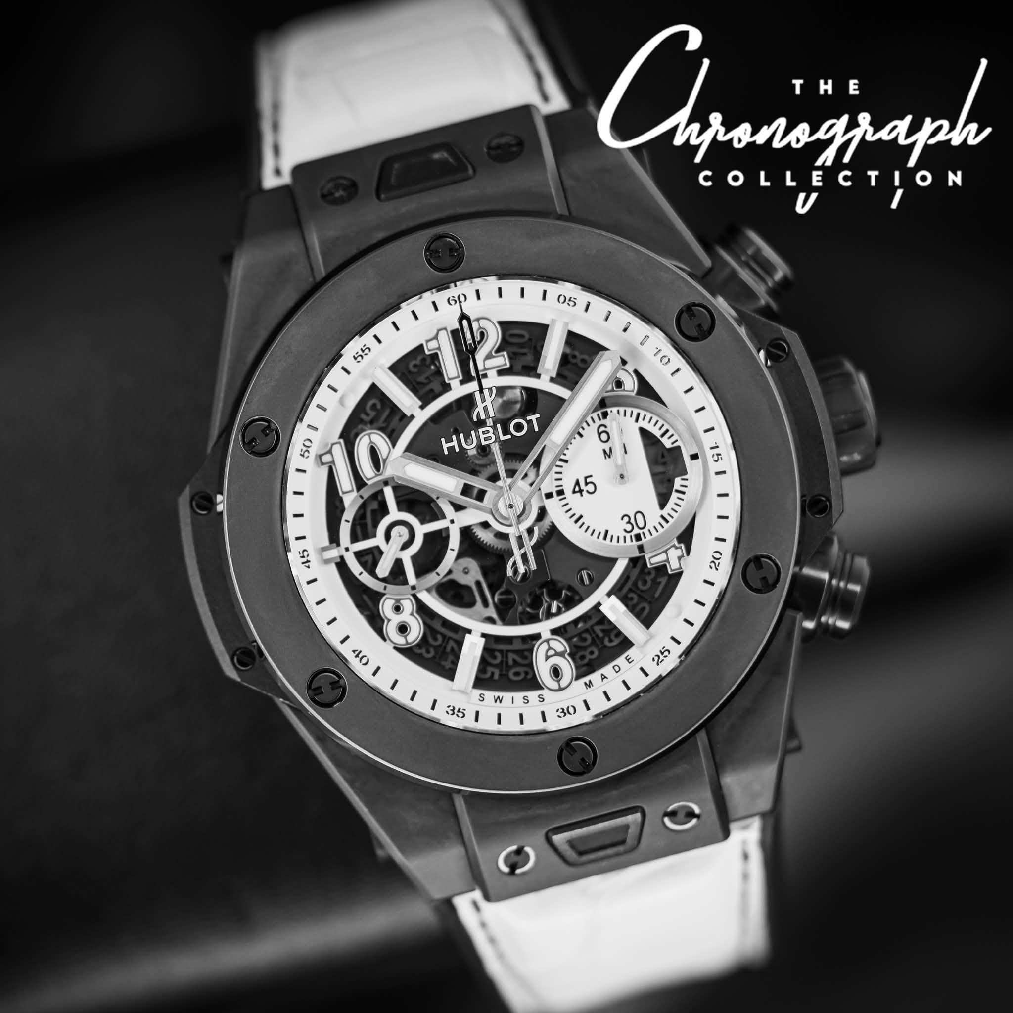 May be an image of wrist watch and text that says 'Cnanizjaph COLLECTION THE 6p HUBLOT 6 6 קישיןיו N 45 45 15 mlo 30 30 詳い電い! ወጌ ကာု 90 ဆ 25 35 นัำ SWISS E M 30'