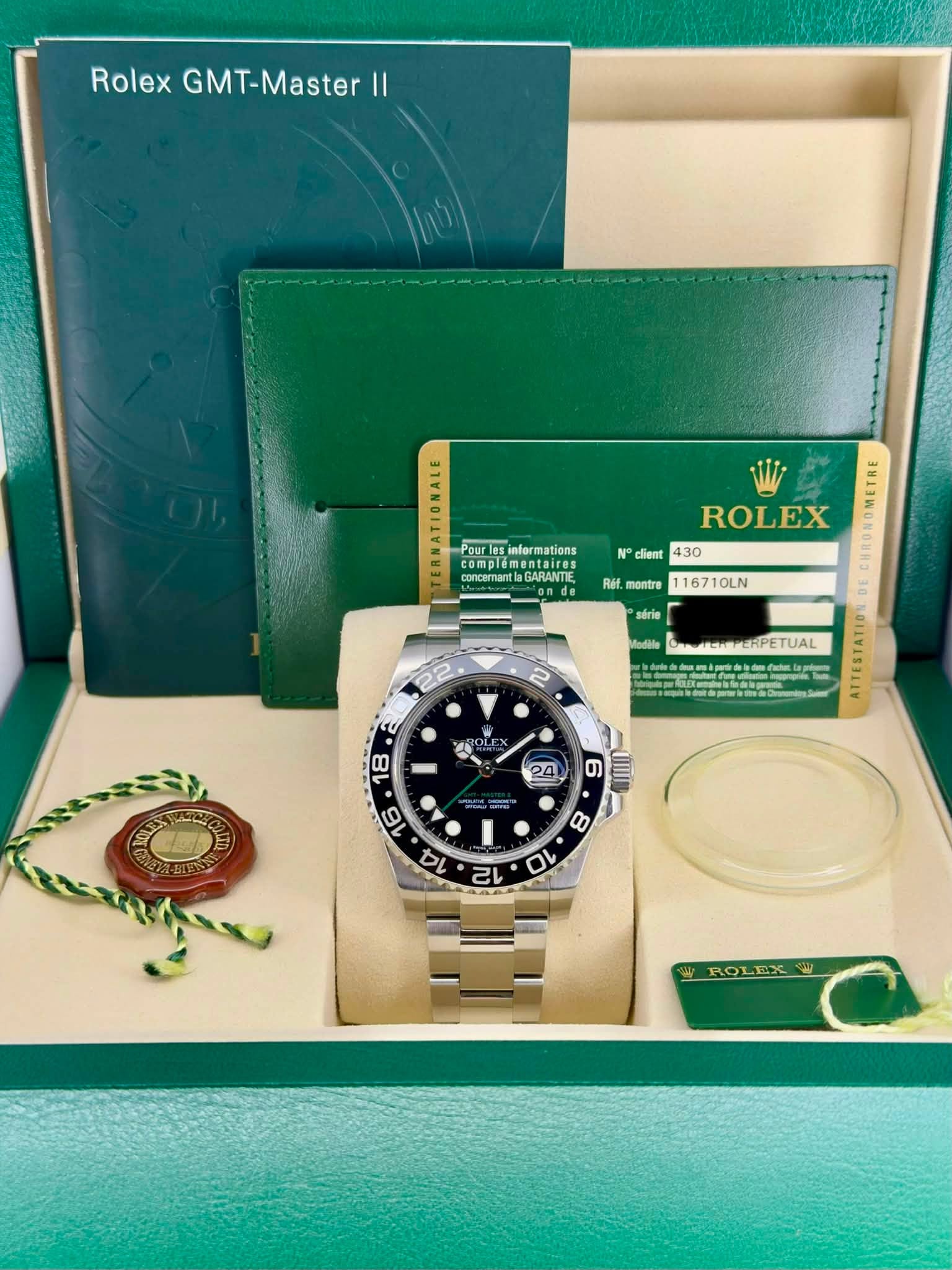 May be an image of wrist watch and text that says 'Rolex GMT- GMT-Master Peur Peurles les inlermations comple complementaires compli concernant GARANTIE ROLEX client 430 Rit.…