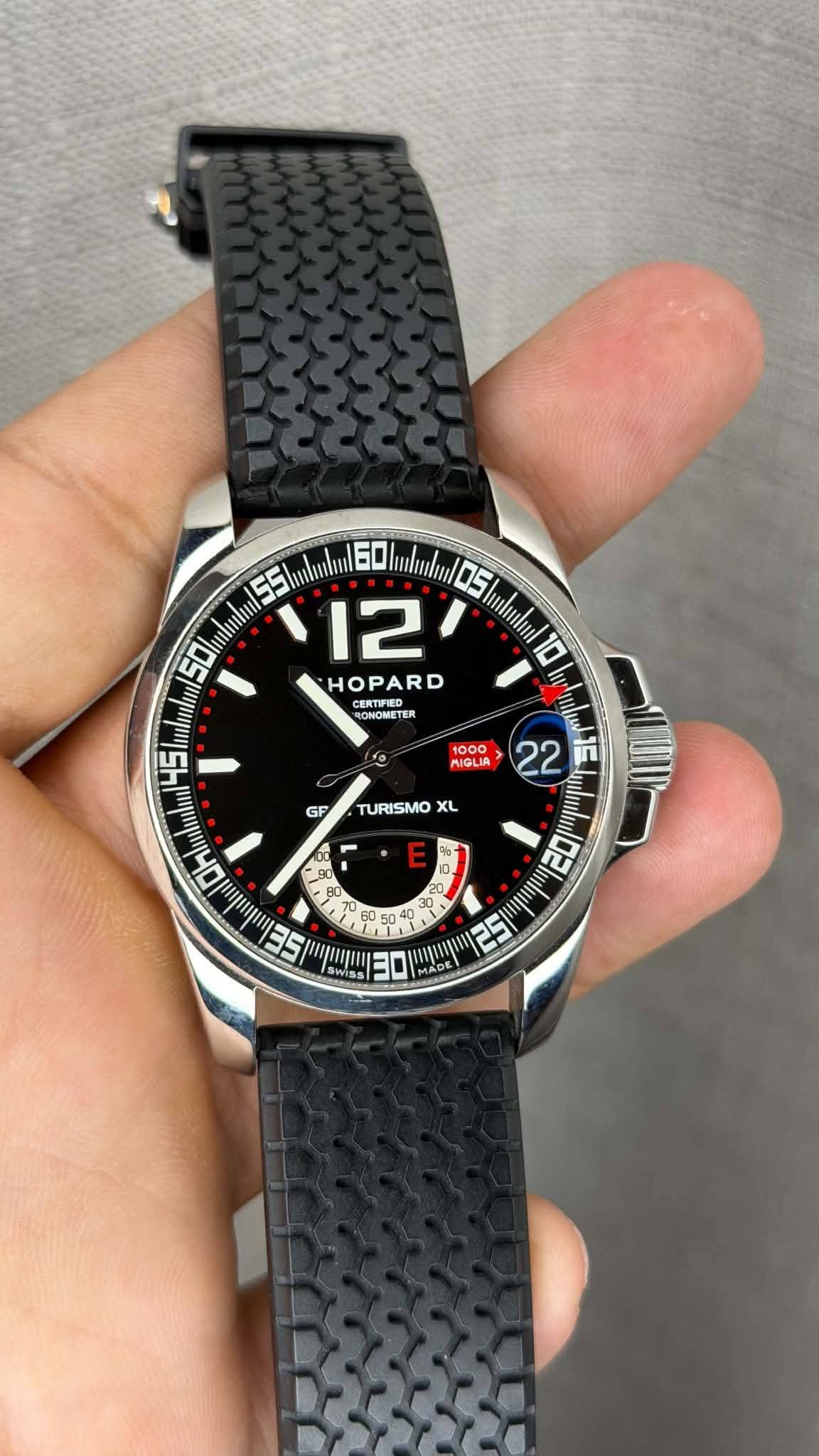 May be an image of digital watch and text that says '50 55 lm 60 mbsho 05 nulul 10 12 HOPARD CERTFED SONONETER RONONETER u រវិ 1000 MIGLIA 22 I 45 so GF TURISMO XL F E % 0 20 20 a…